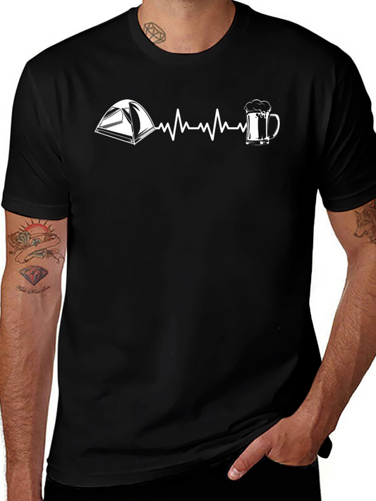 Camping & Beer T-Shirt: Heartbeat Design