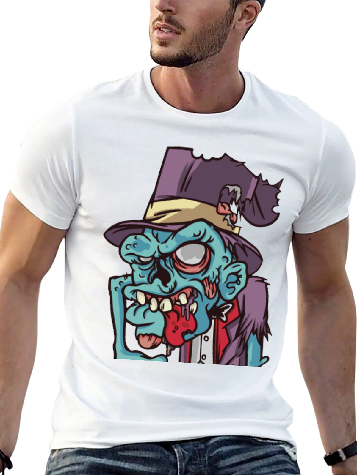 Zombie Cartoon Graphic T-Shirt - Black