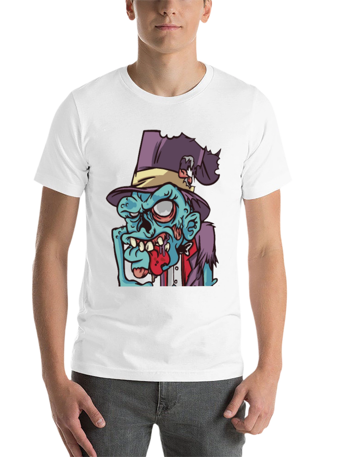 Zombie Cartoon Graphic T-Shirt - Black