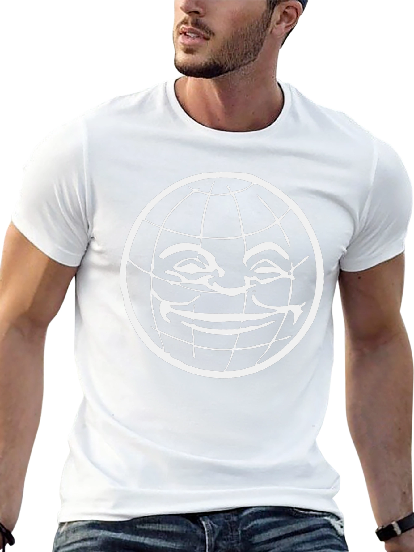 Black T-Shirt with Globe Graphic Print