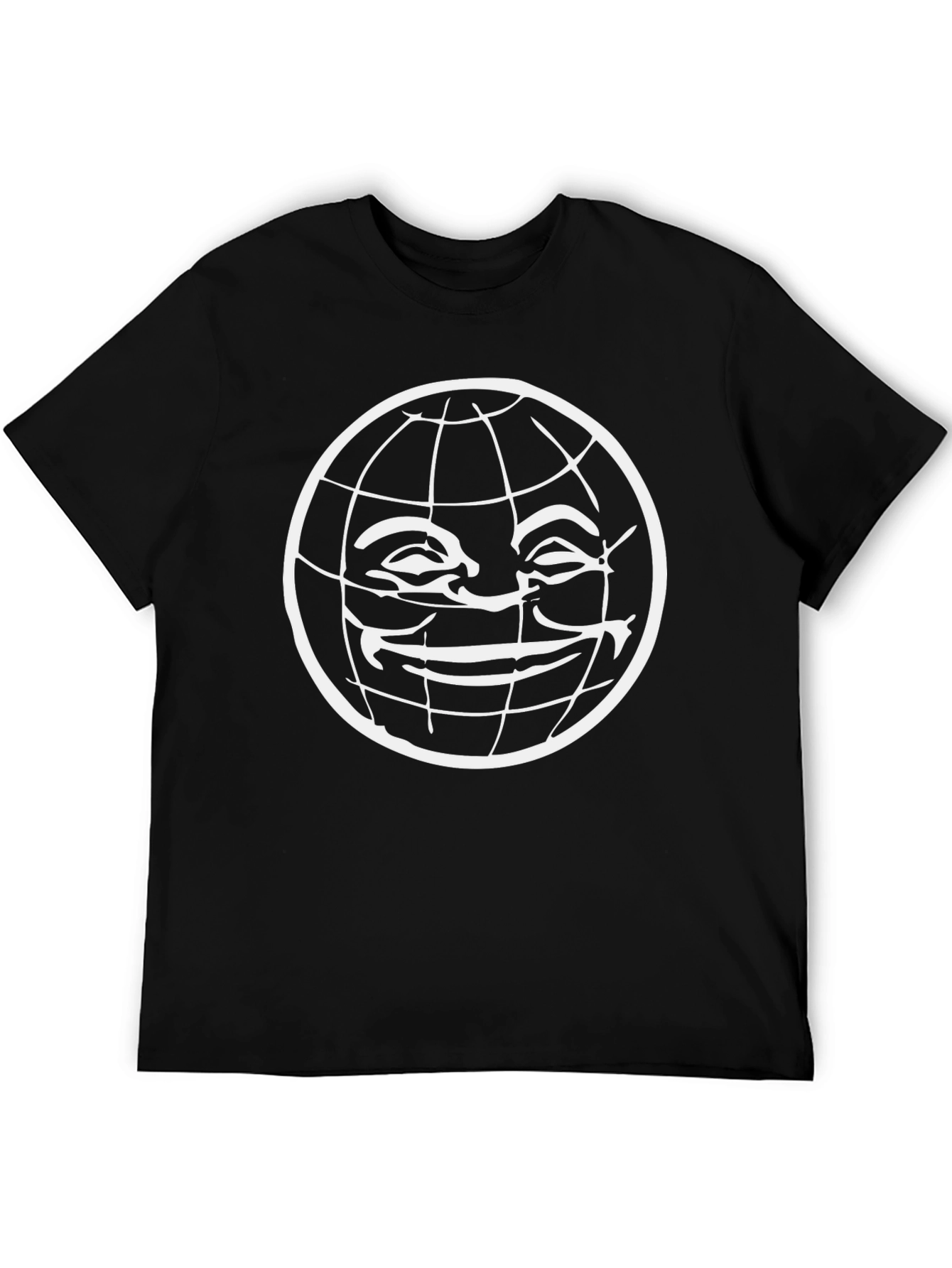 Black T-Shirt with Globe Graphic Print