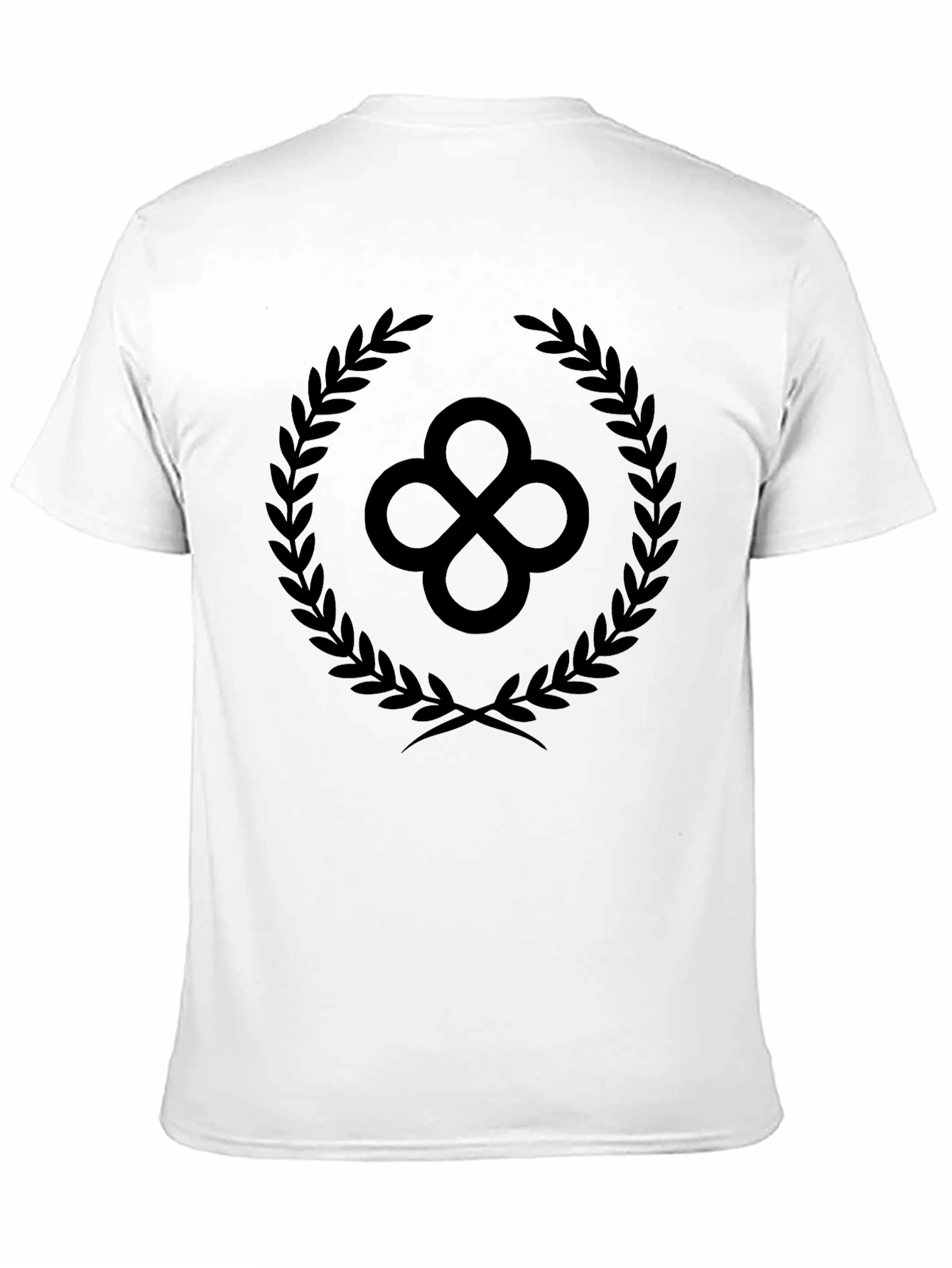 Black T-Shirt with Laurel Wreath & Clover Design