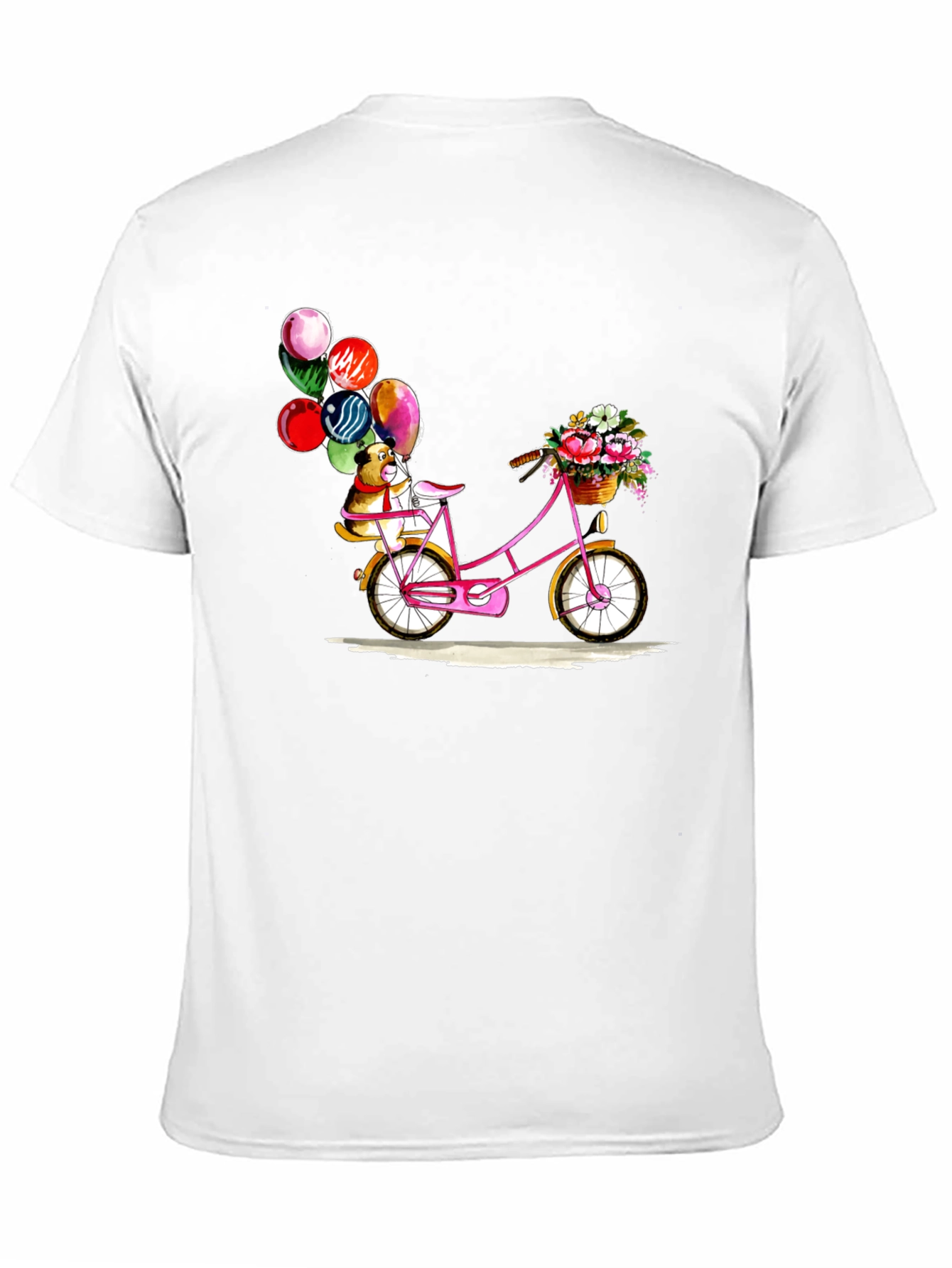 Dog on Bike with Balloons Graphic T-Shirt