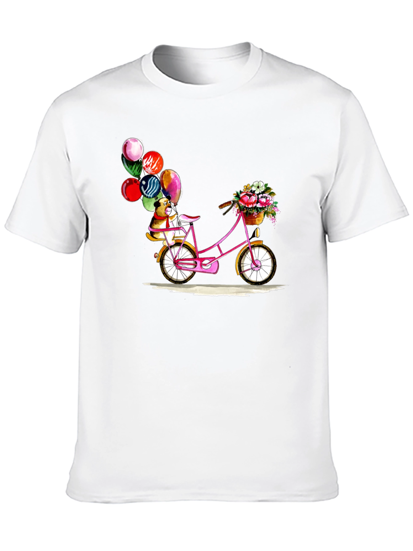 Dog on Bike with Balloons Graphic T-Shirt