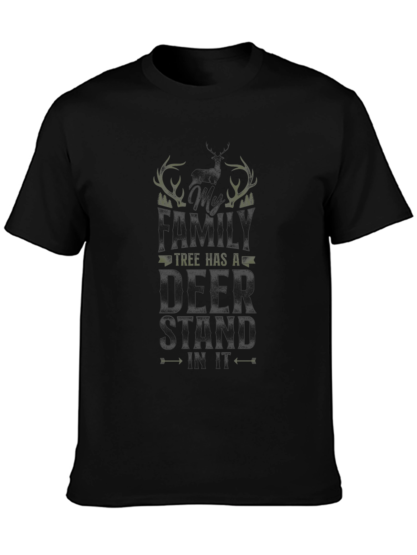 Family Tree Deer Hunting T-Shirt - Black