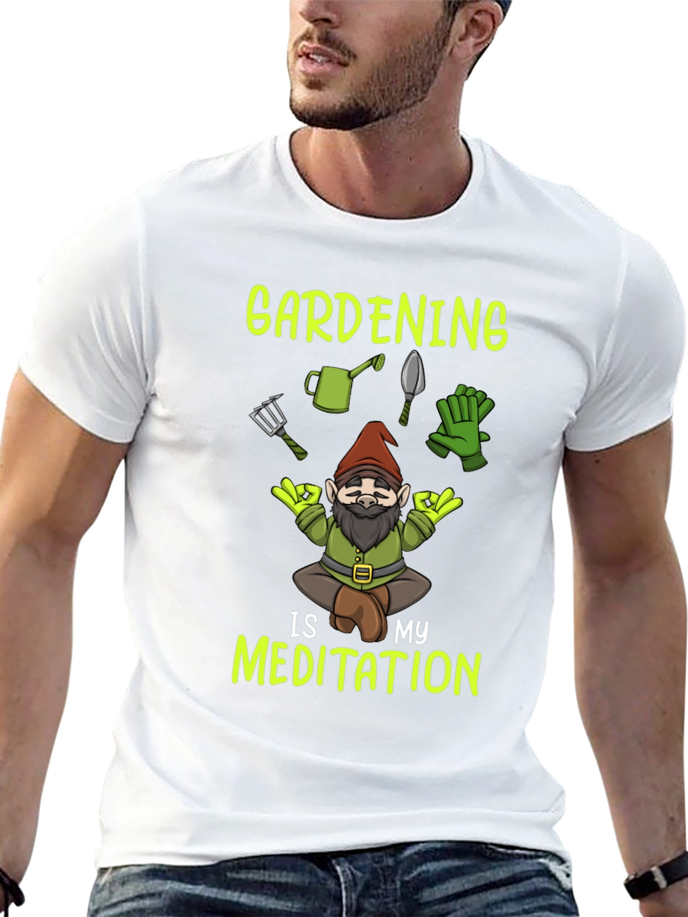 Gardening is My Meditation T-Shirt - Gnome Design