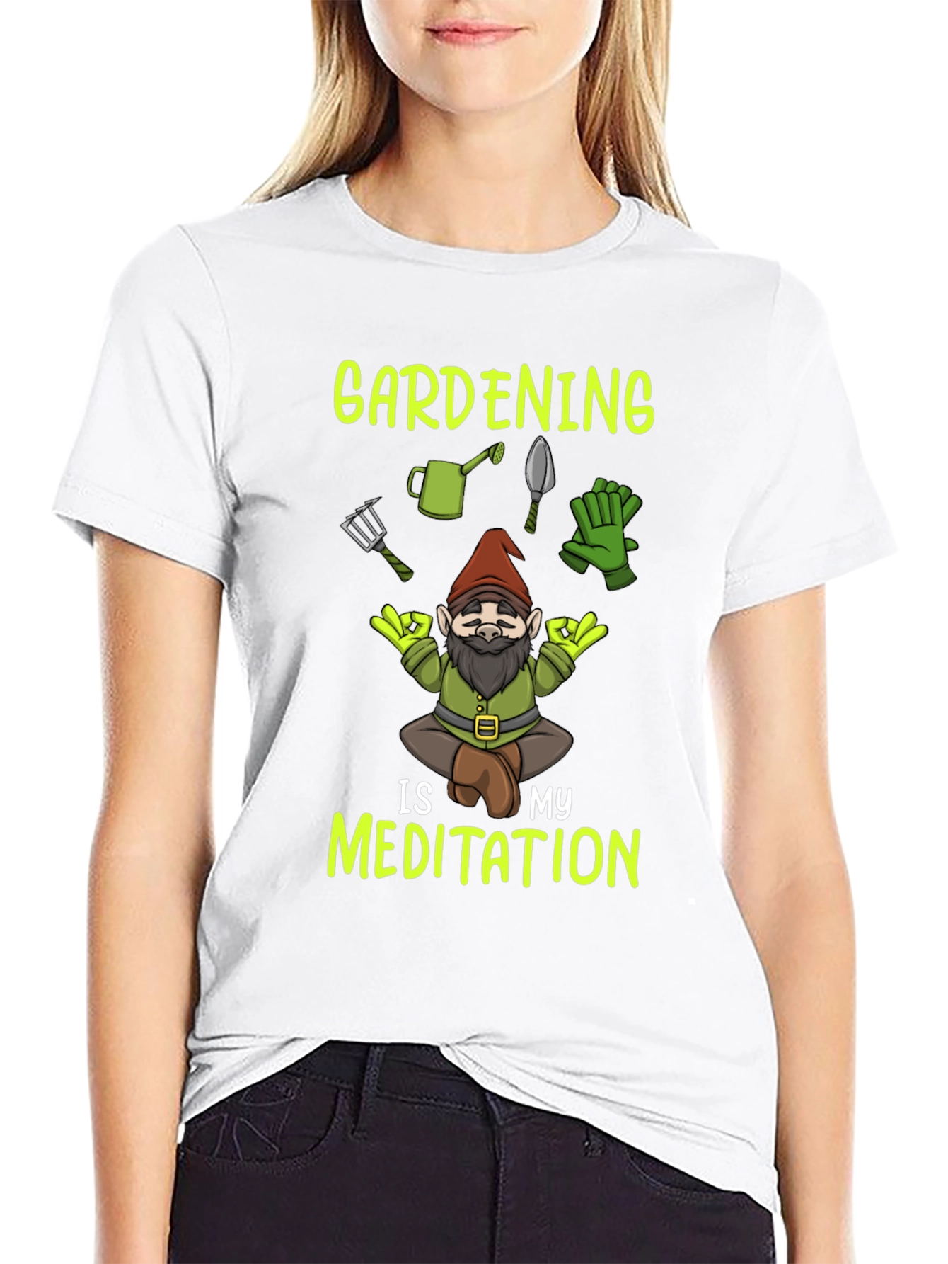 Gardening is My Meditation T-Shirt - Gnome Design