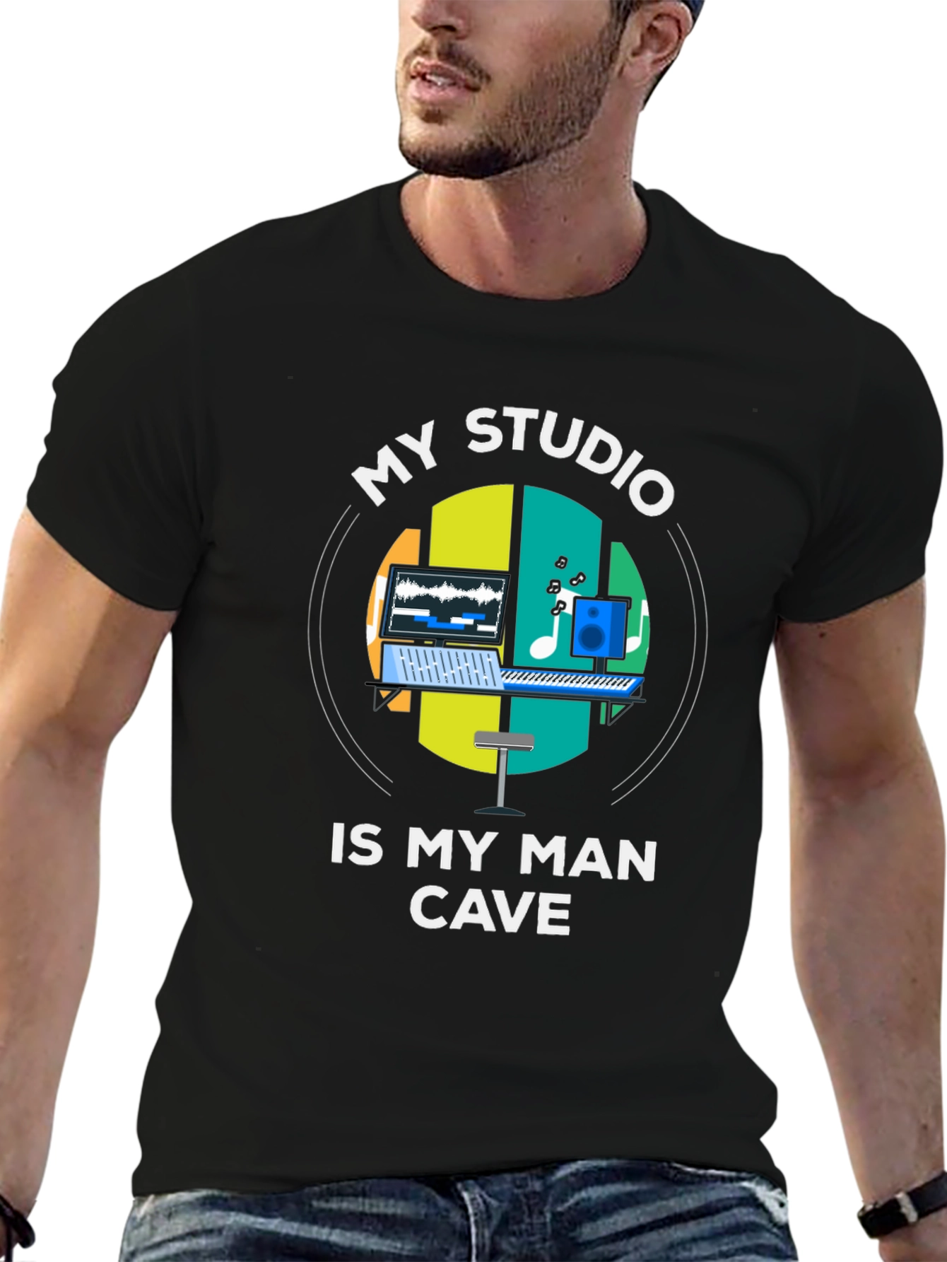 My Studio Is My Man Cave Black T-Shirt
