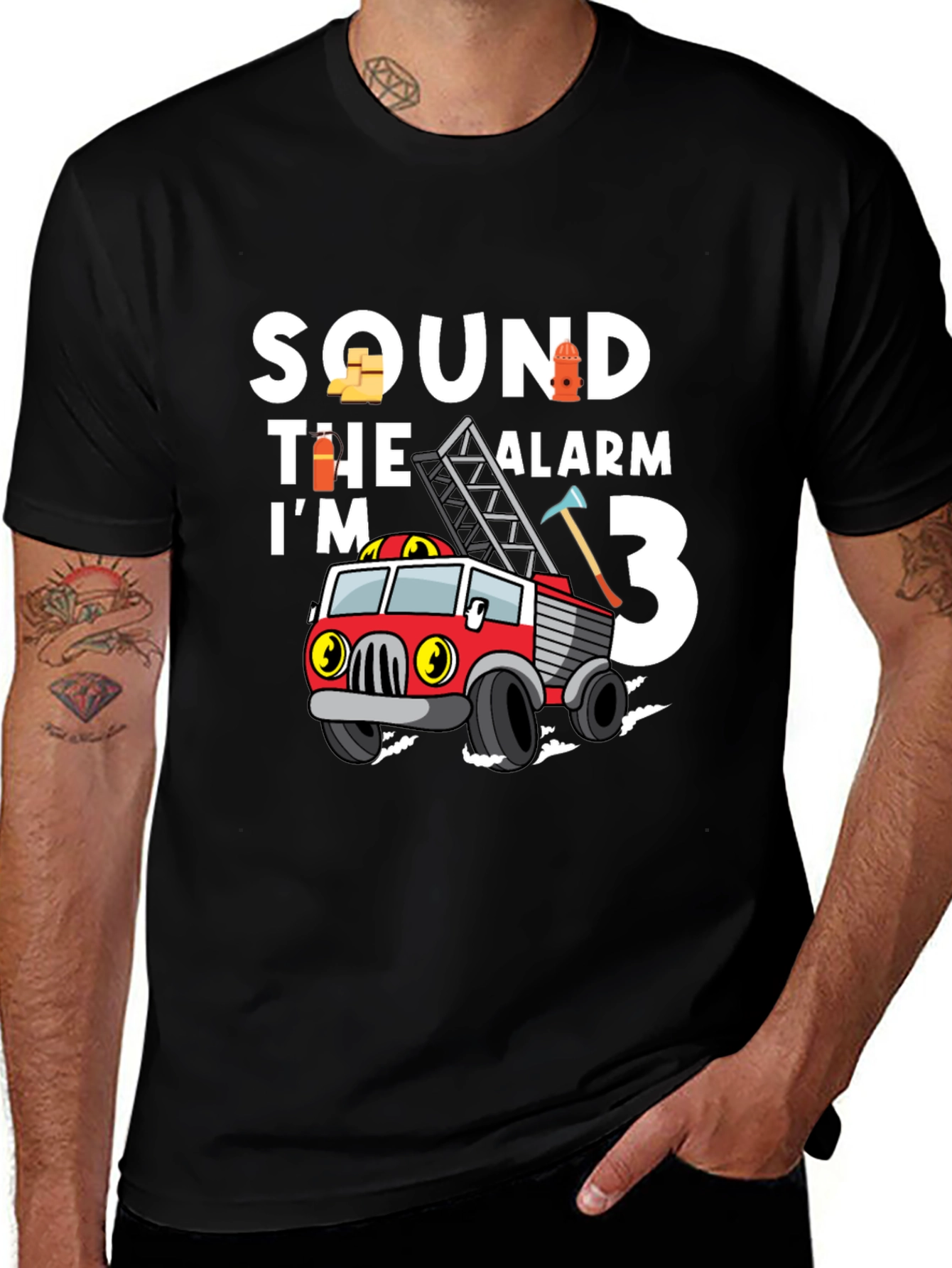 Fire Truck Birthday T-Shirt - Im 3 Design