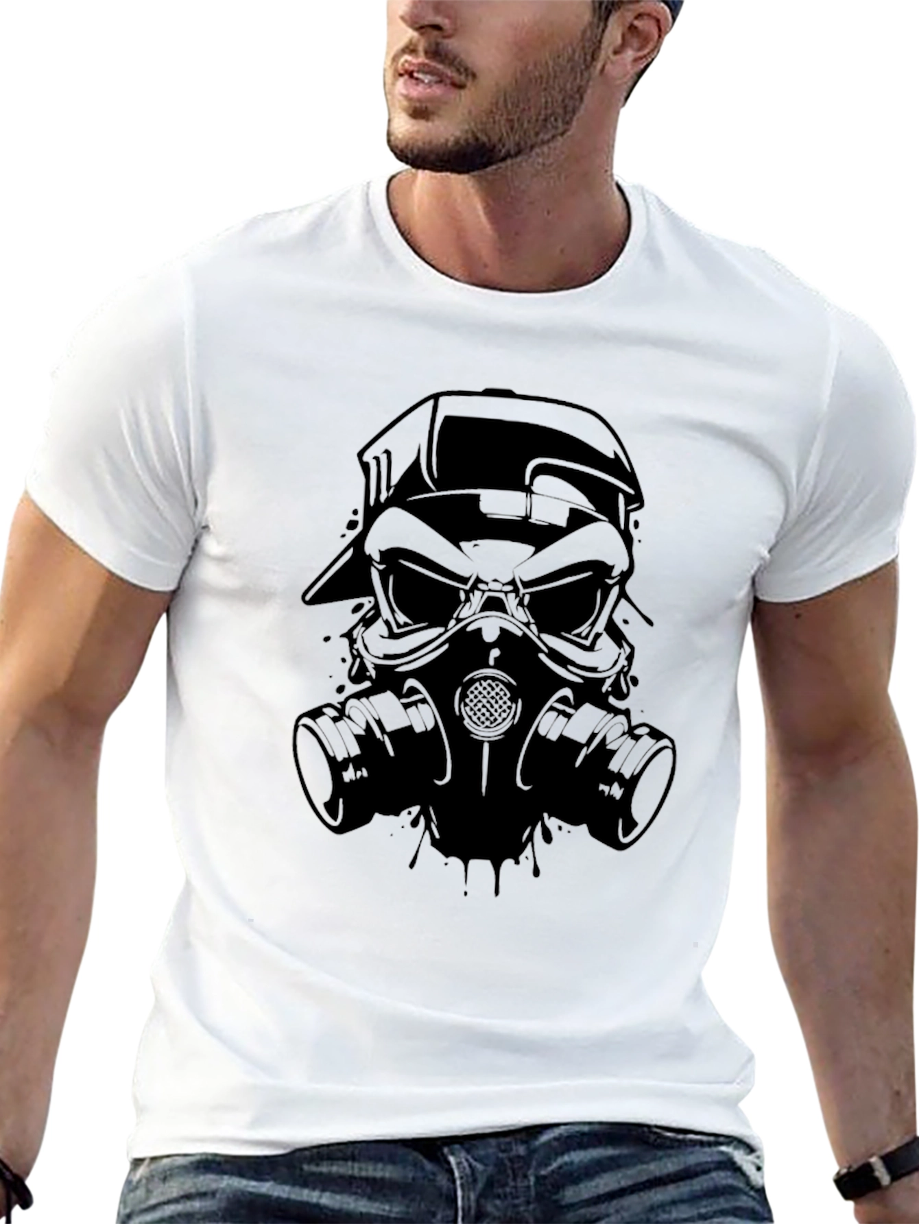 Gas Mask Skull Graphic Tee - Mens Black T-Shirt