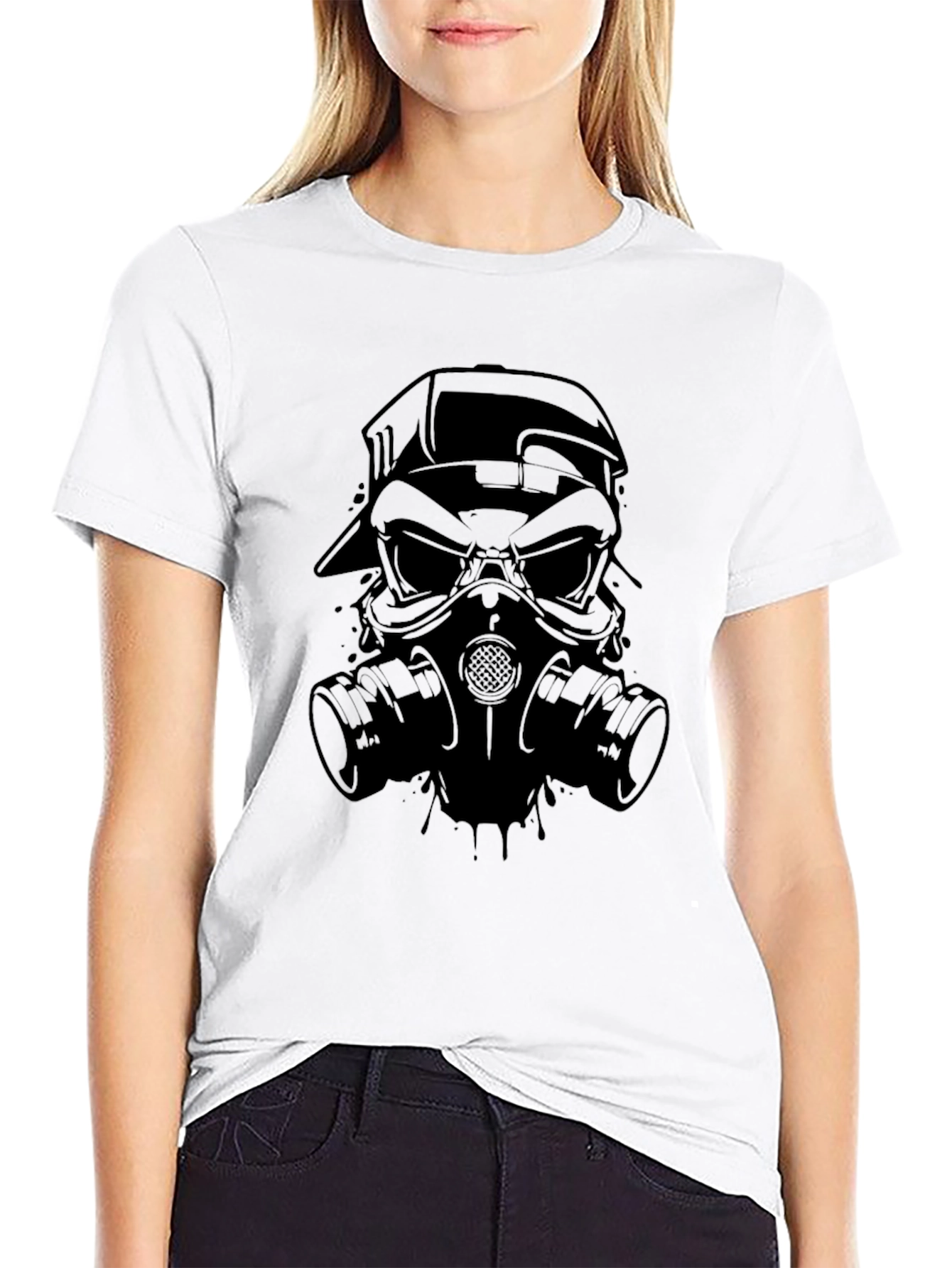 Gas Mask Skull Graphic Tee - Mens Black T-Shirt
