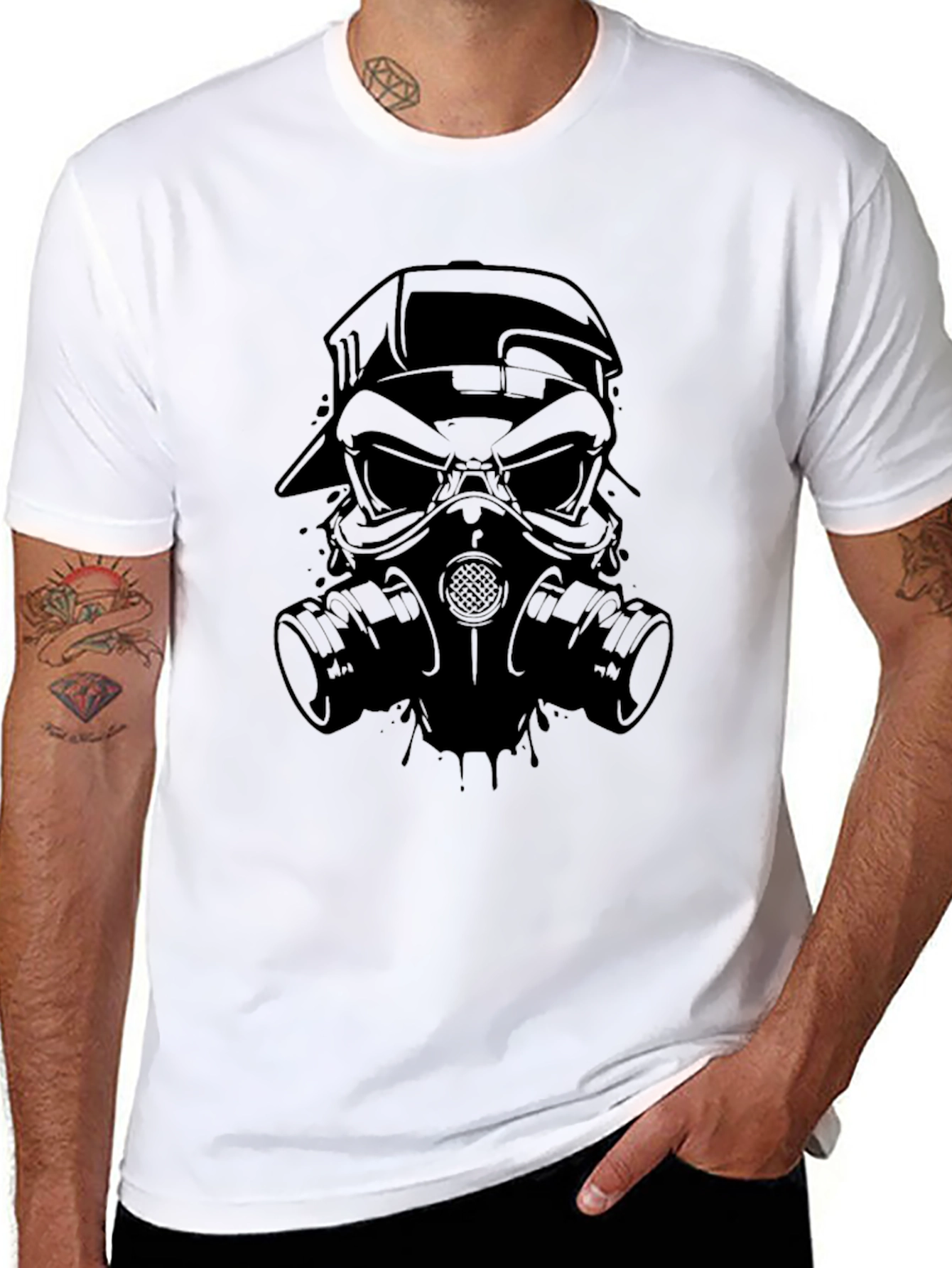 Gas Mask Skull Graphic Tee - Mens Black T-Shirt