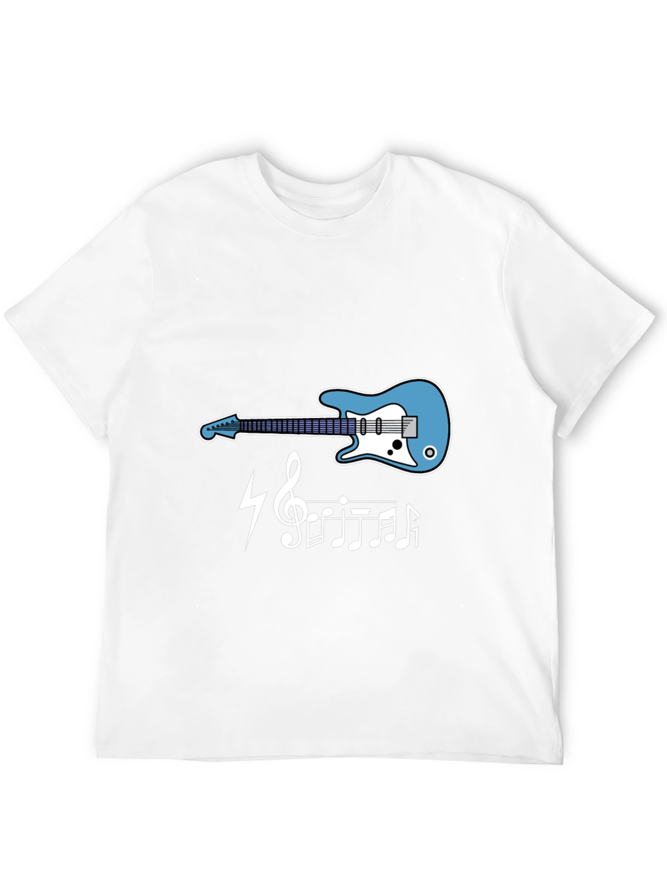 Guitar Music Notes Graphic Tee - Black Cotton T-Shirt