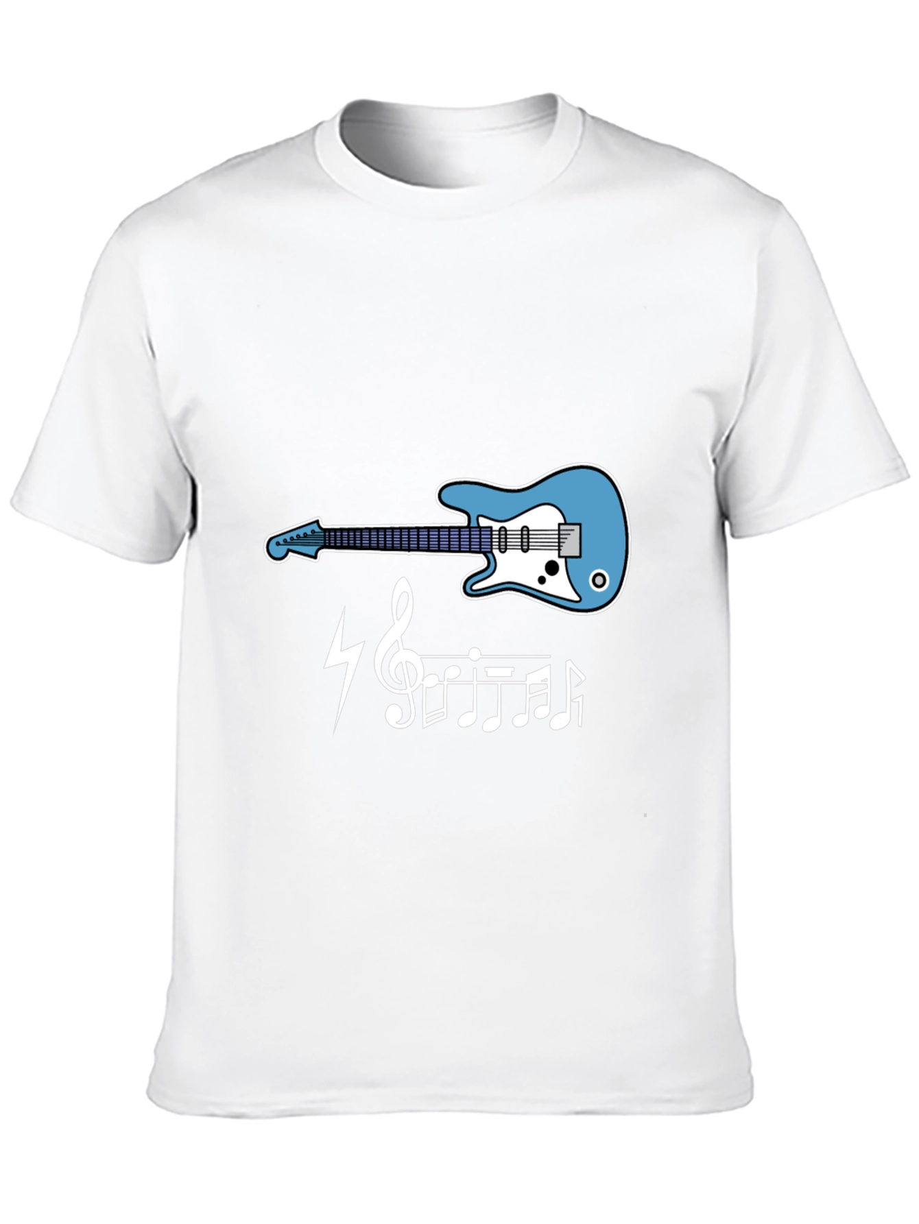 Guitar Music Notes Graphic Tee - Black Cotton T-Shirt