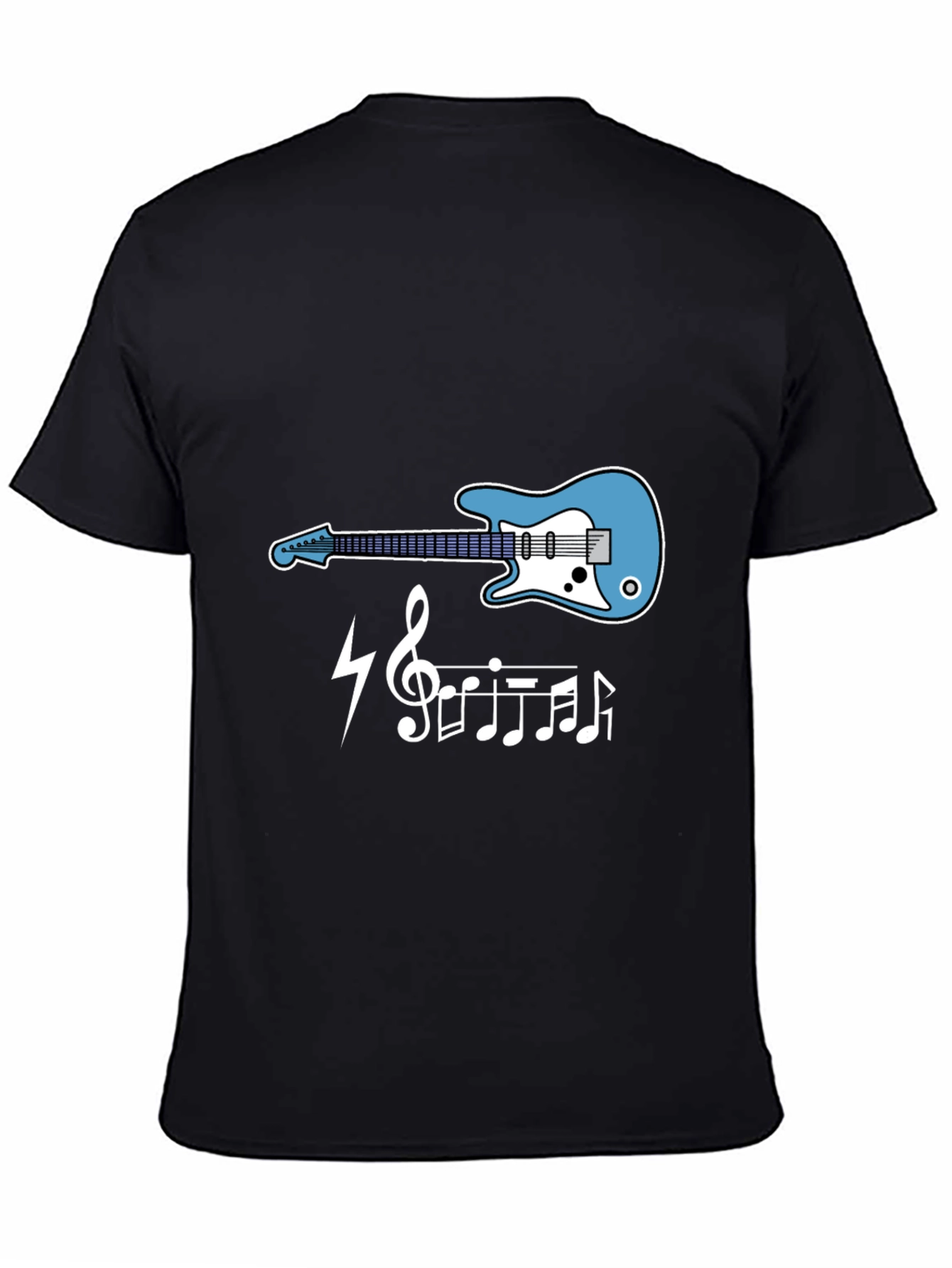 Guitar Music Notes Graphic Tee - Black Cotton T-Shirt