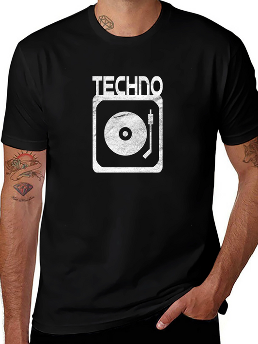 Techno Turntable T-Shirt - Black Cotton Graphic Tee