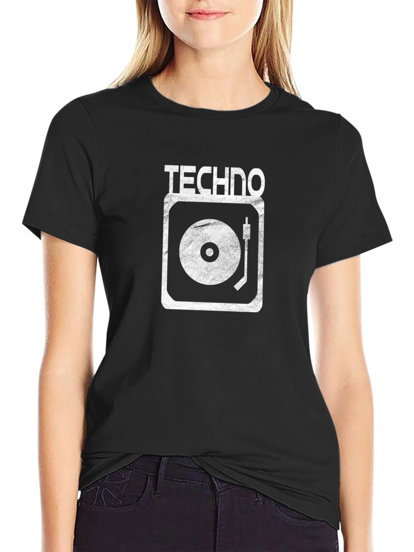 Techno Turntable T-Shirt - Black Cotton Graphic Tee