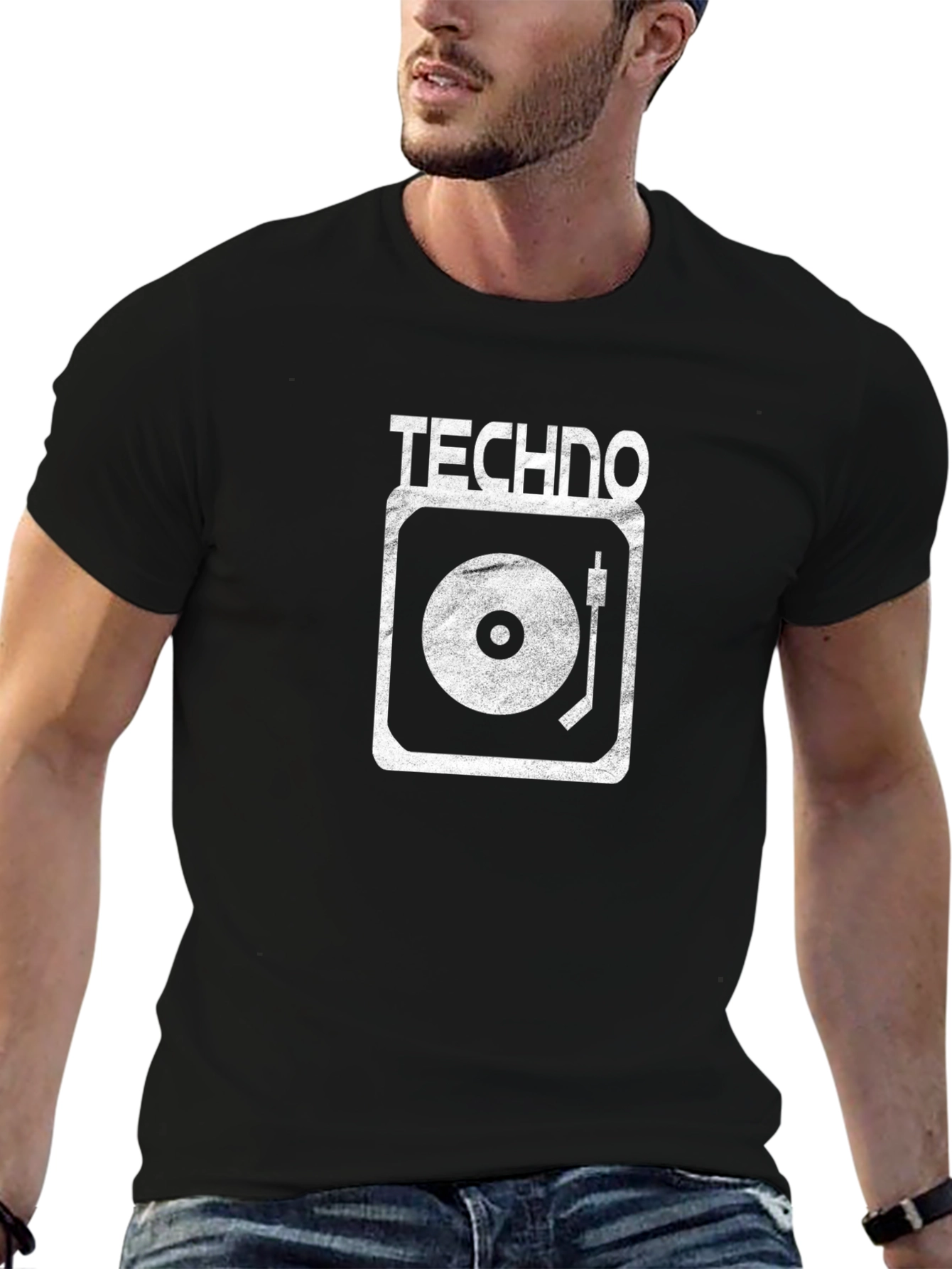 Techno Turntable T-Shirt - Black Cotton Graphic Tee