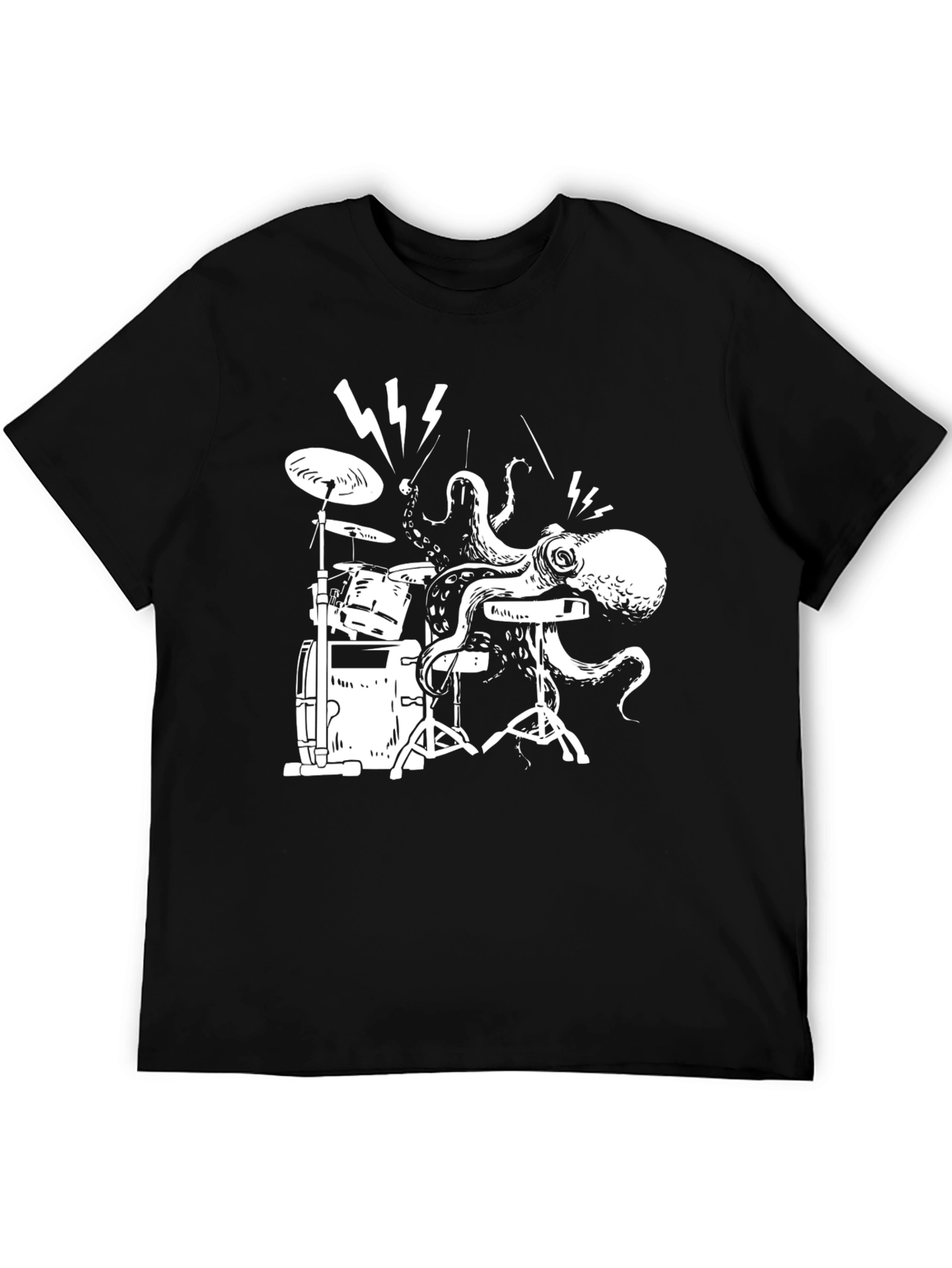 Octopus Drummer T-Shirt - Black Cotton Tee