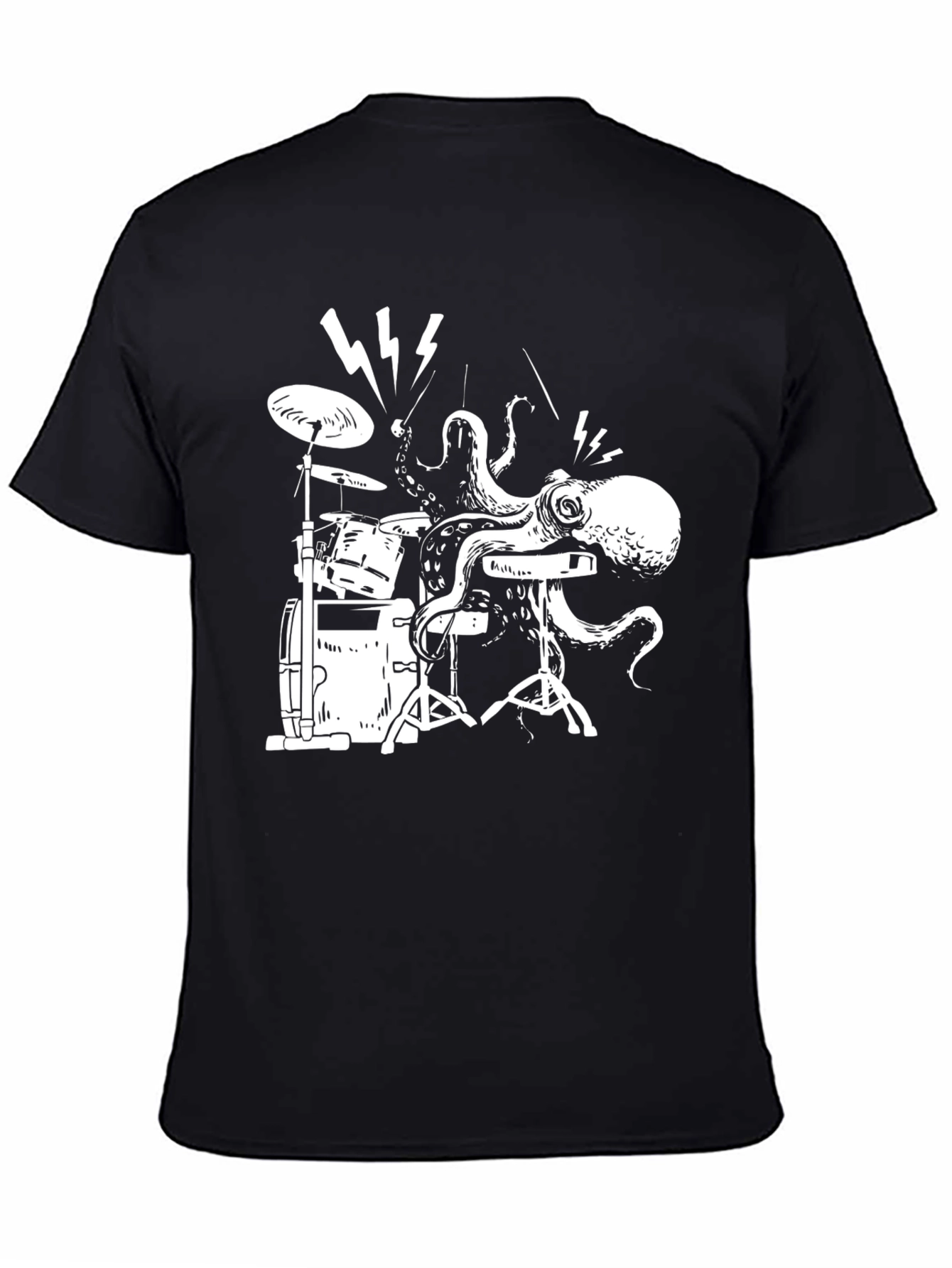 Octopus Drummer T-Shirt - Black Cotton Tee