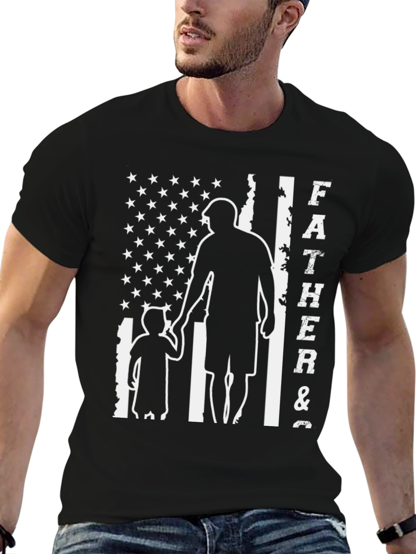 Father & Son USA Flag Graphic T-Shirt