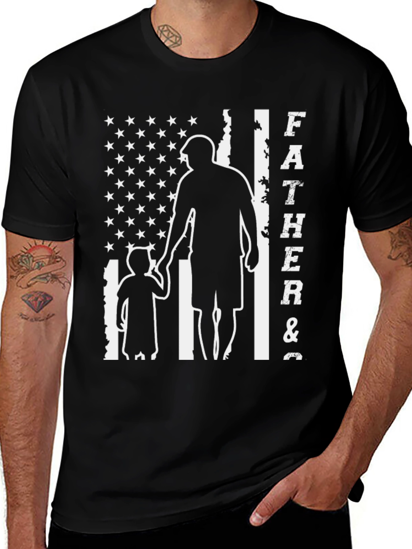 Father & Son USA Flag Graphic T-Shirt
