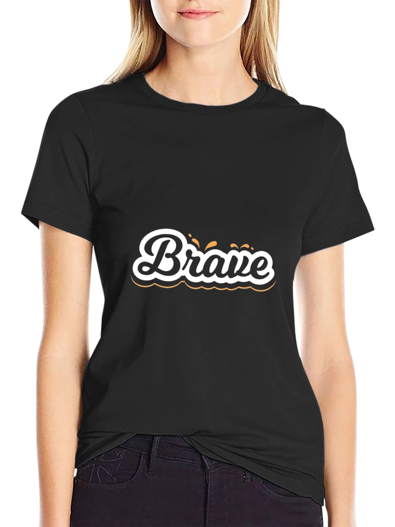 Brave Graphic Print Black T-Shirt