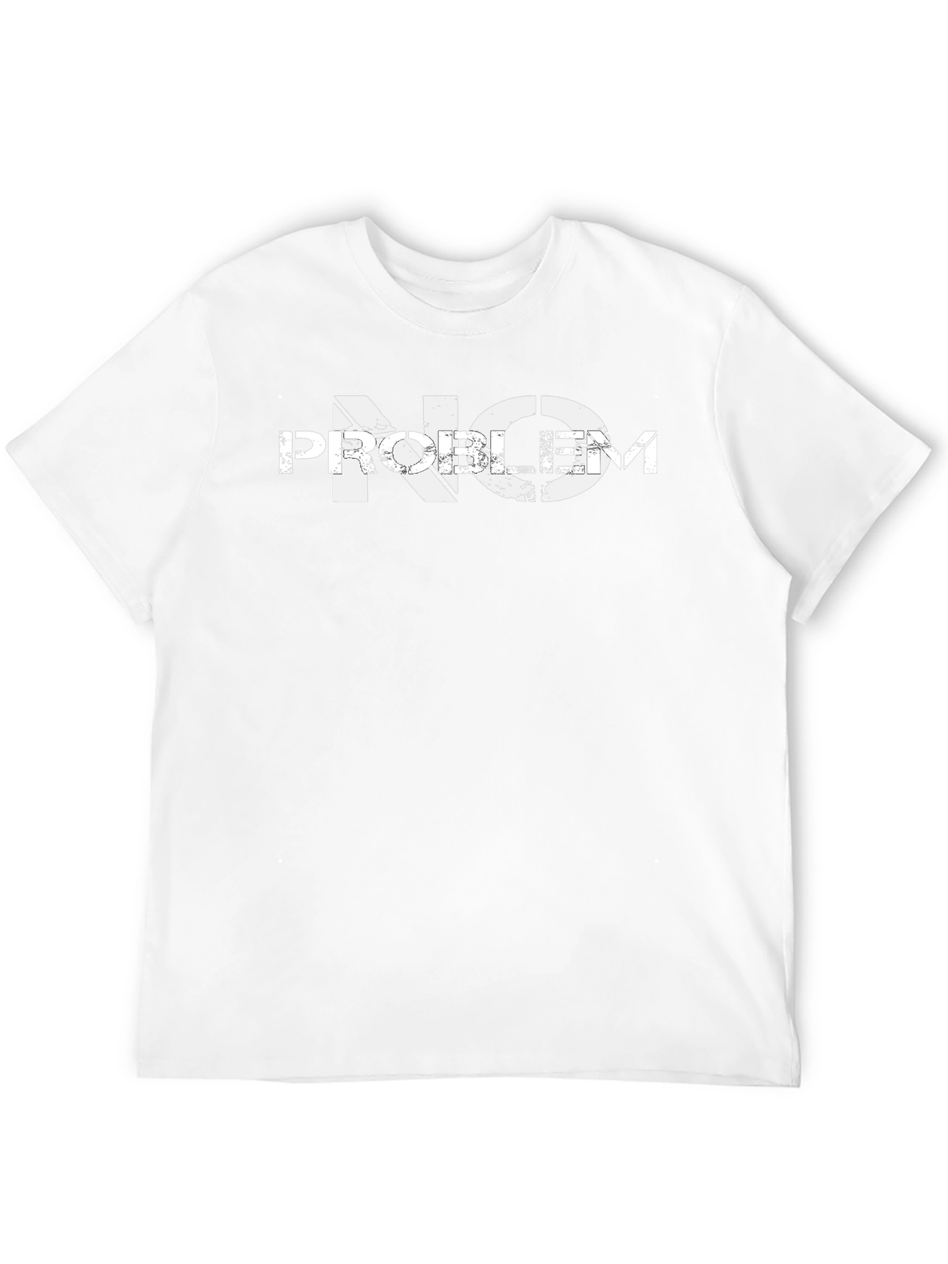 Distressed No Problem Graphic Print Black T-Shirt