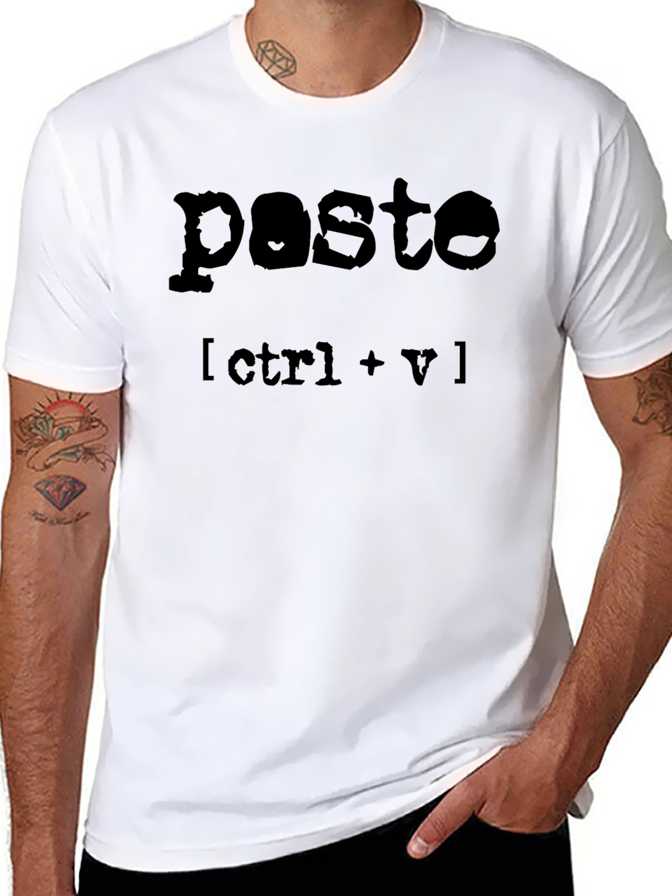 Paste Ctrl+V Graphic Tee - Black Cotton Blend
