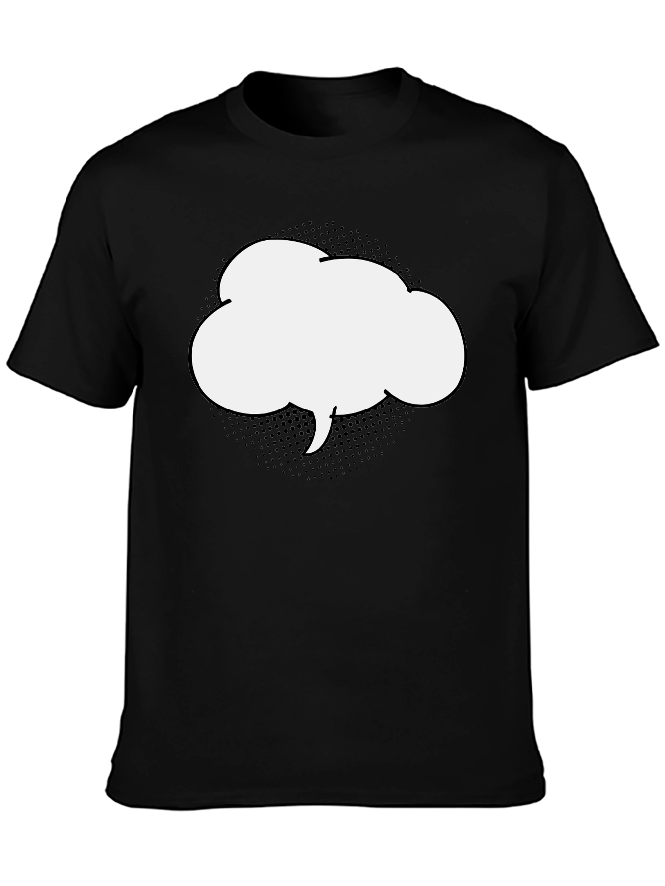 Black T-Shirt with Comic Bubble Graphic