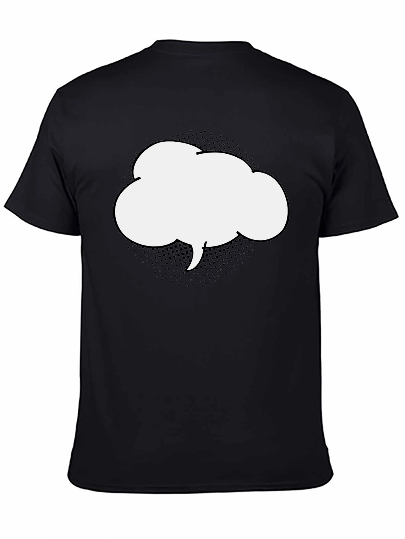 Black T-Shirt with Comic Bubble Graphic