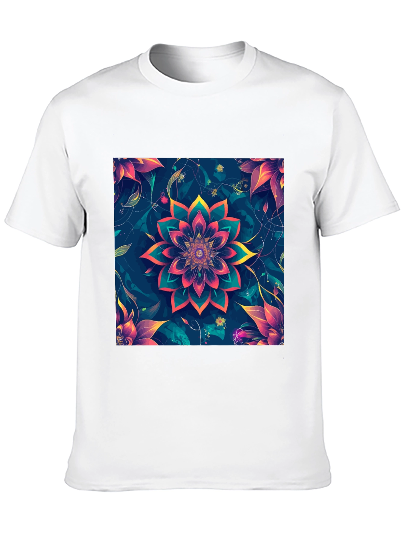 Floral Mandala Graphic Black T-Shirt
