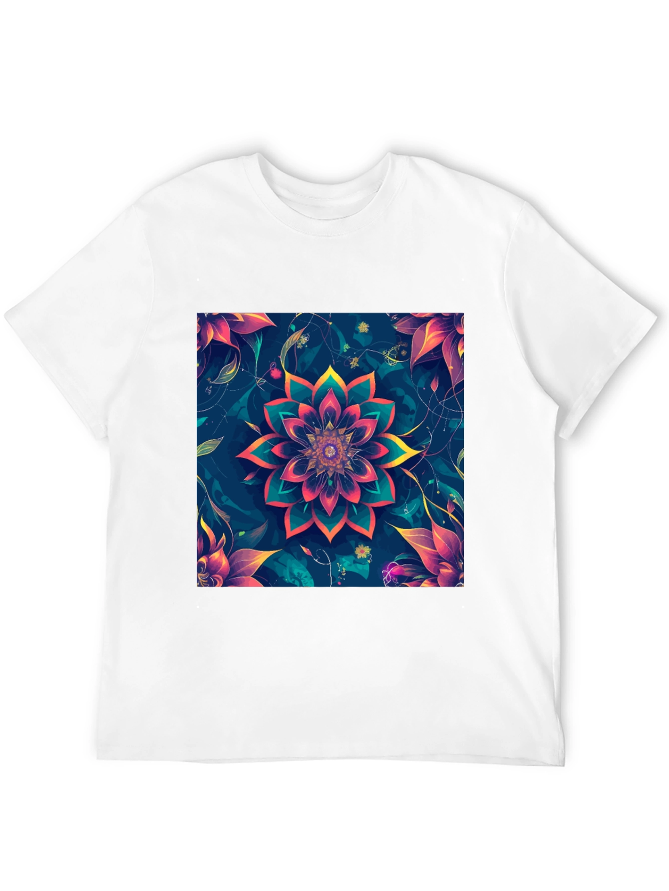 Floral Mandala Graphic Black T-Shirt