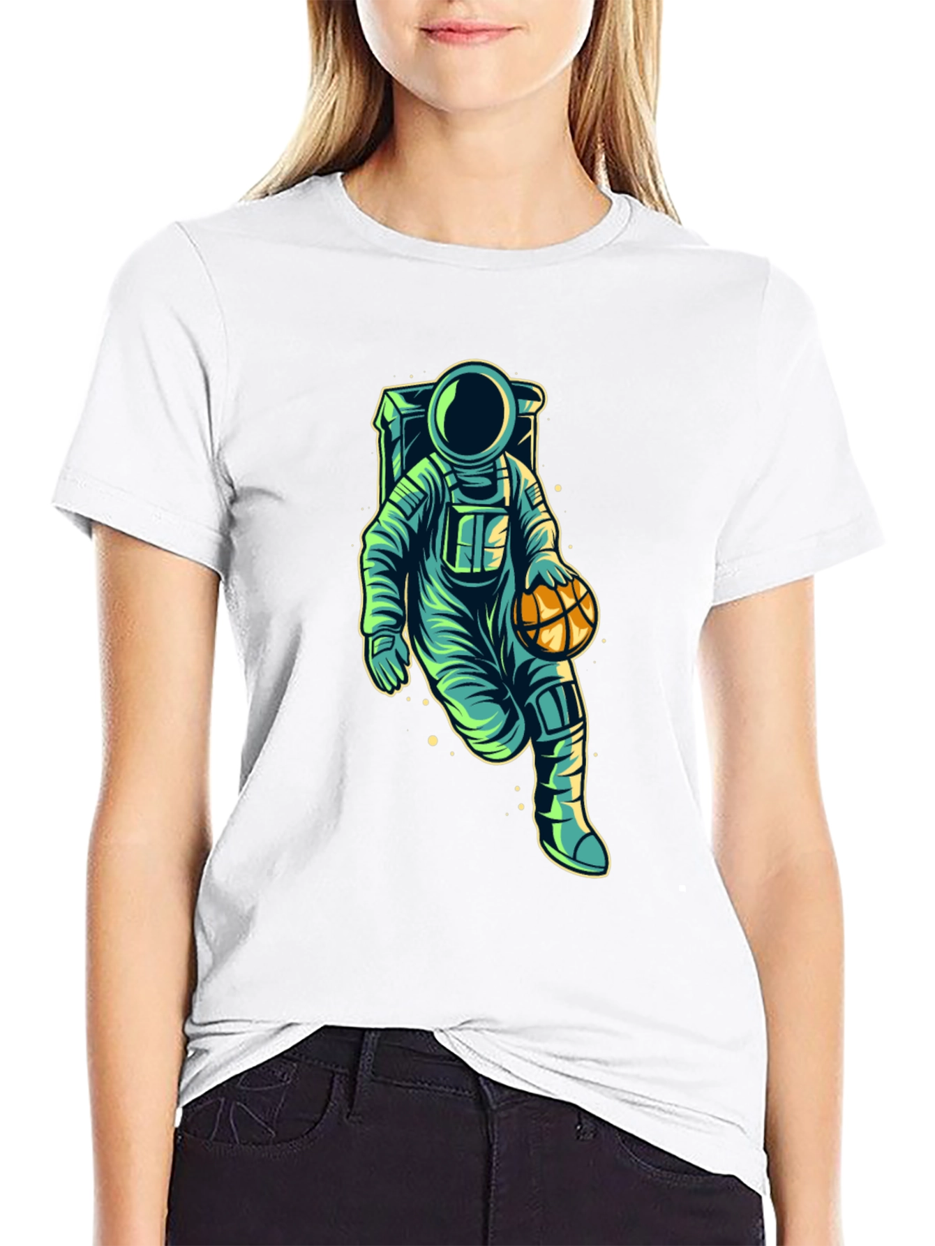 Astronaut Basketball Graphic Tee - Cool Space T-Shirt
