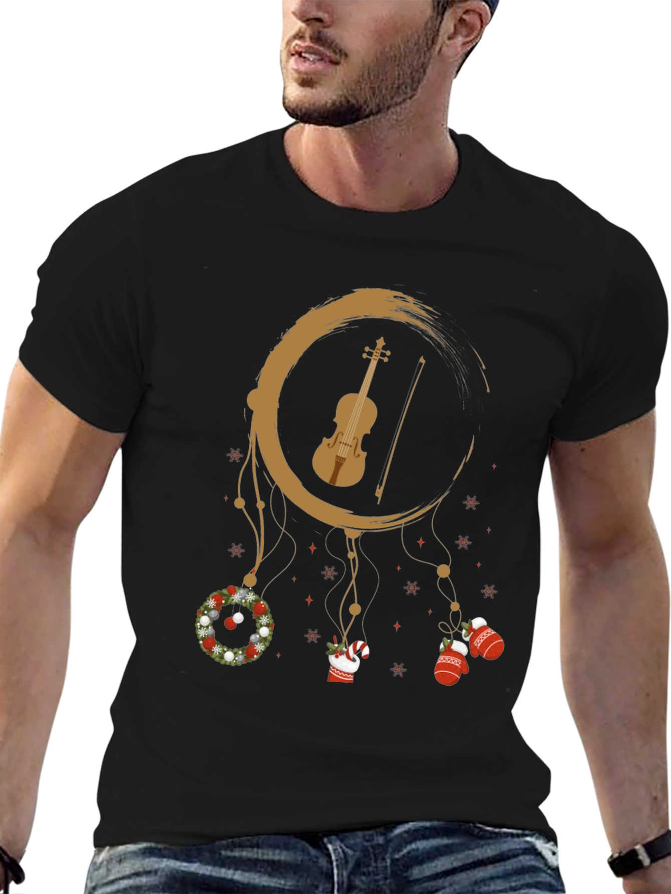 Festive Violin Dreamcatcher Graphic Tee