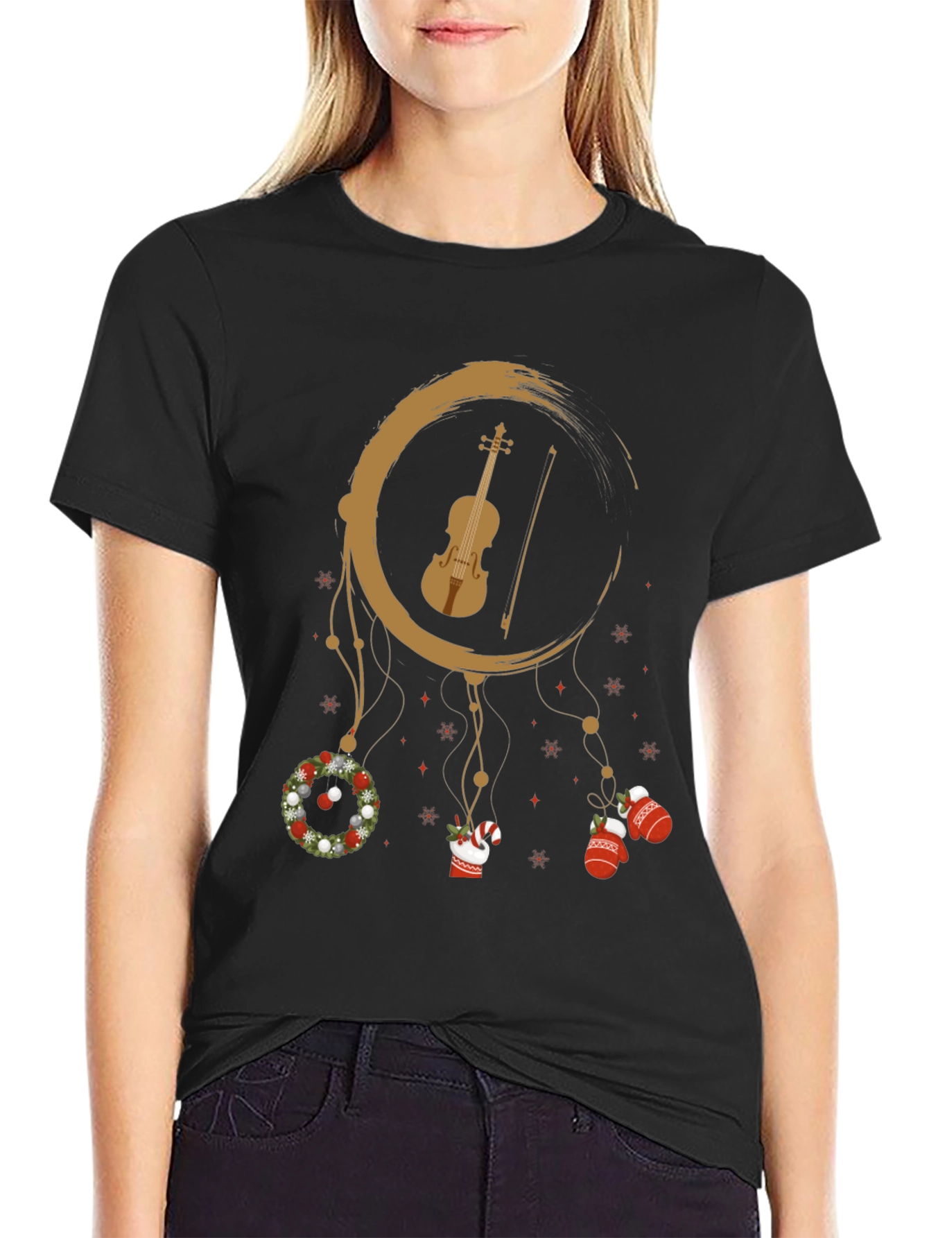 Festive Violin Dreamcatcher Graphic Tee
