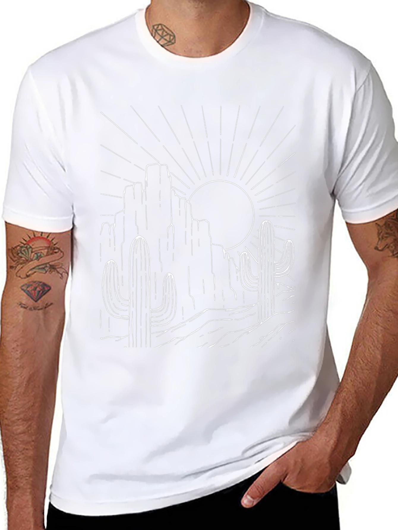 Desert Sunset Graphic Tee - Black Cotton T-Shirt