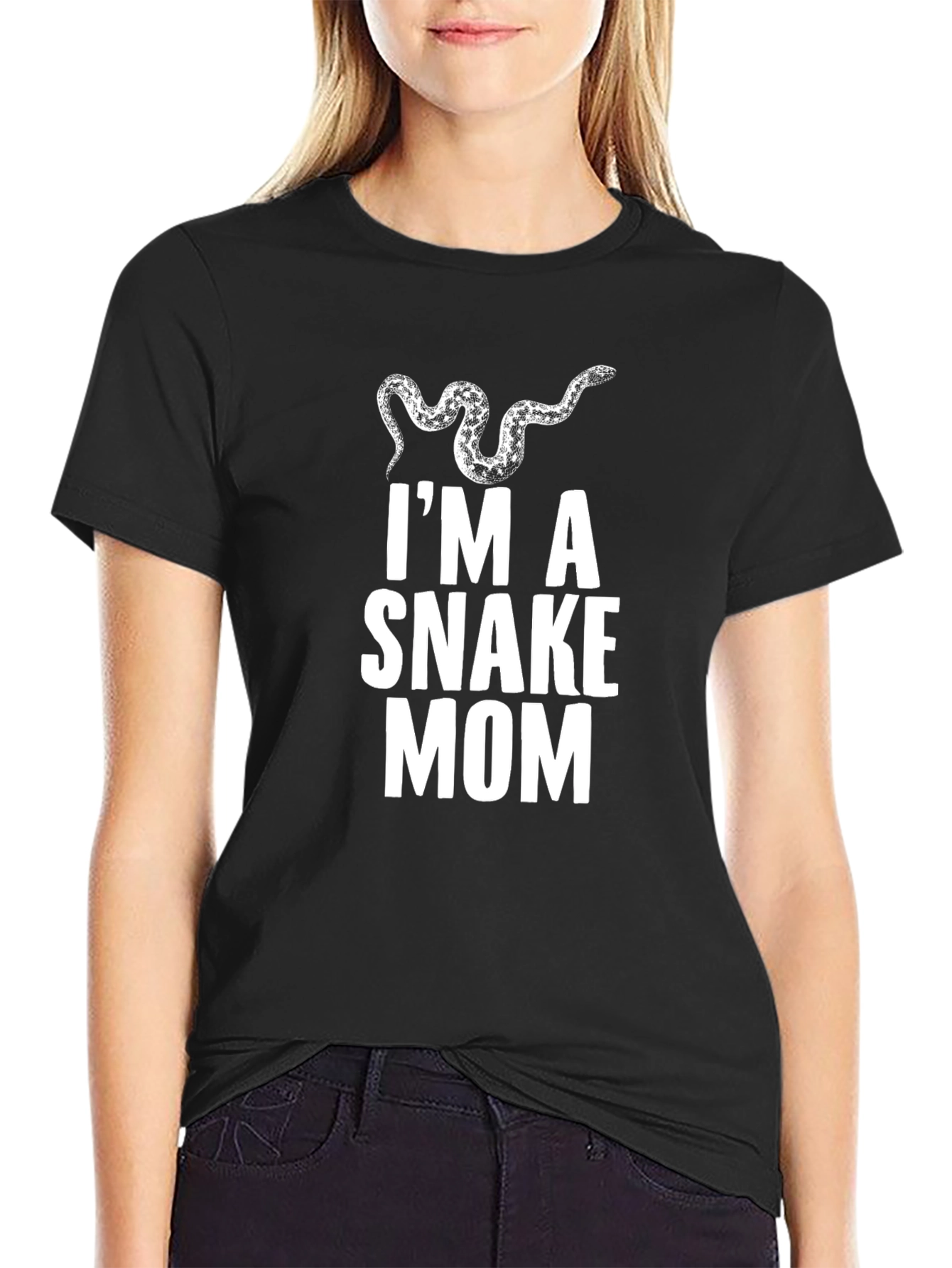Im a Snake Mom Graphic T-Shirt - Black