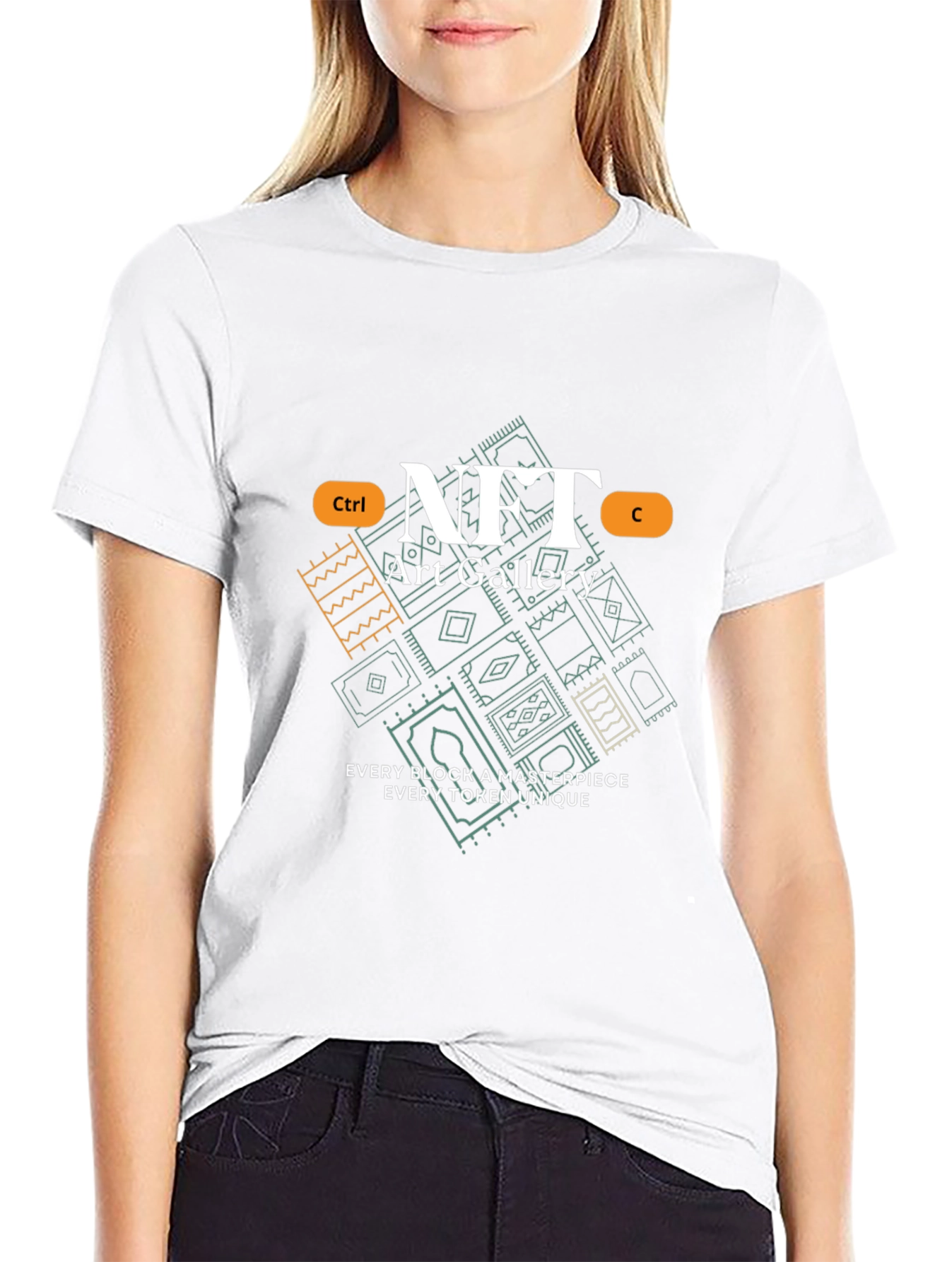 NFT Art Gallery Graphic Tee - Unique Block Masterpiece