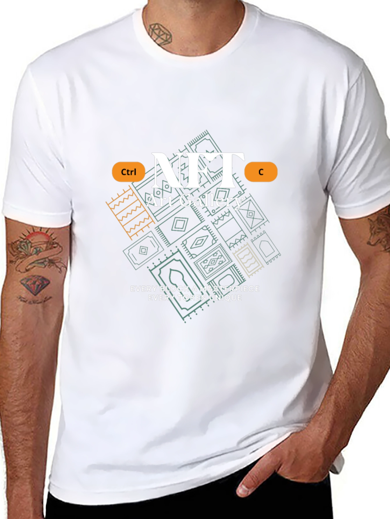 NFT Art Gallery Graphic Tee - Unique Block Masterpiece
