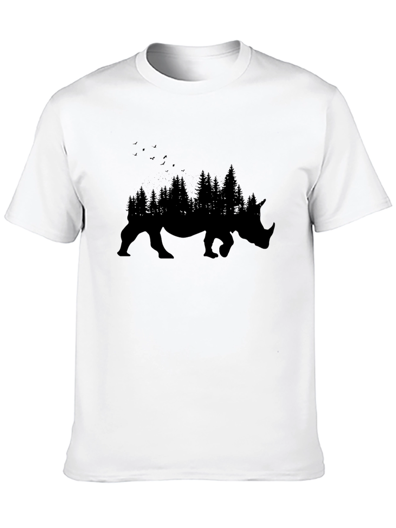 Mens Black Rhino Forest Graphic T-Shirt