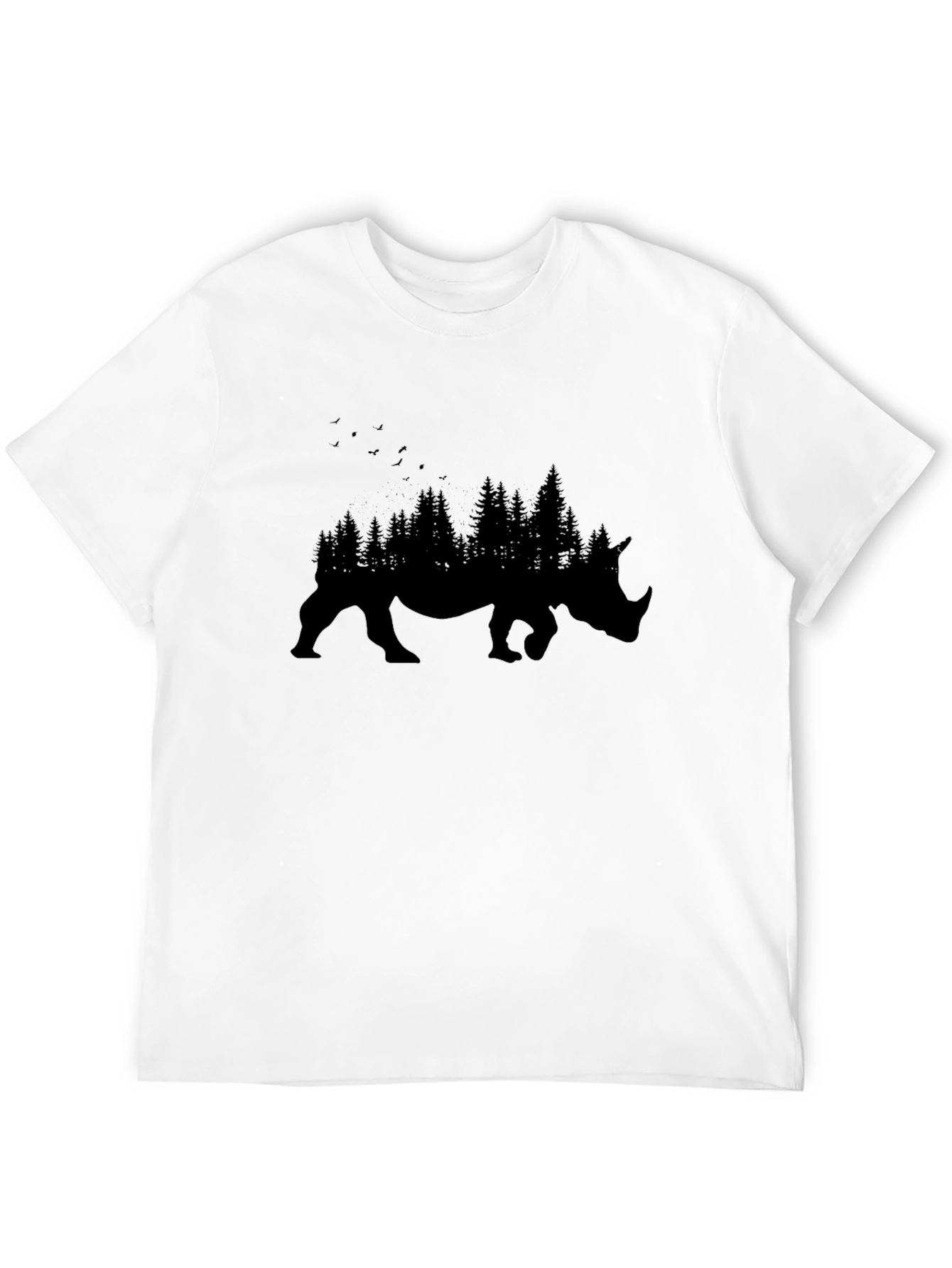 Mens Black Rhino Forest Graphic T-Shirt