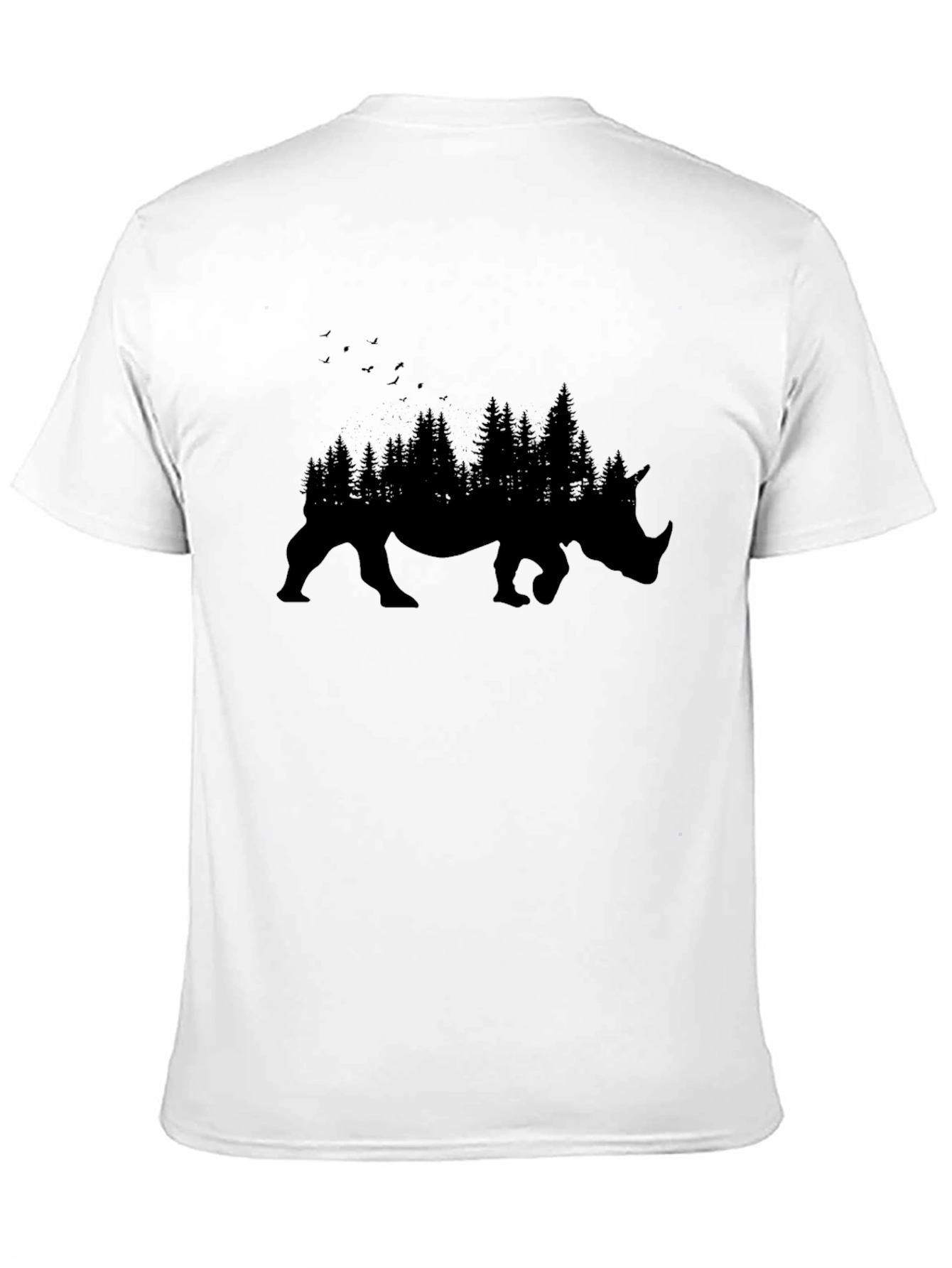 Mens Black Rhino Forest Graphic T-Shirt