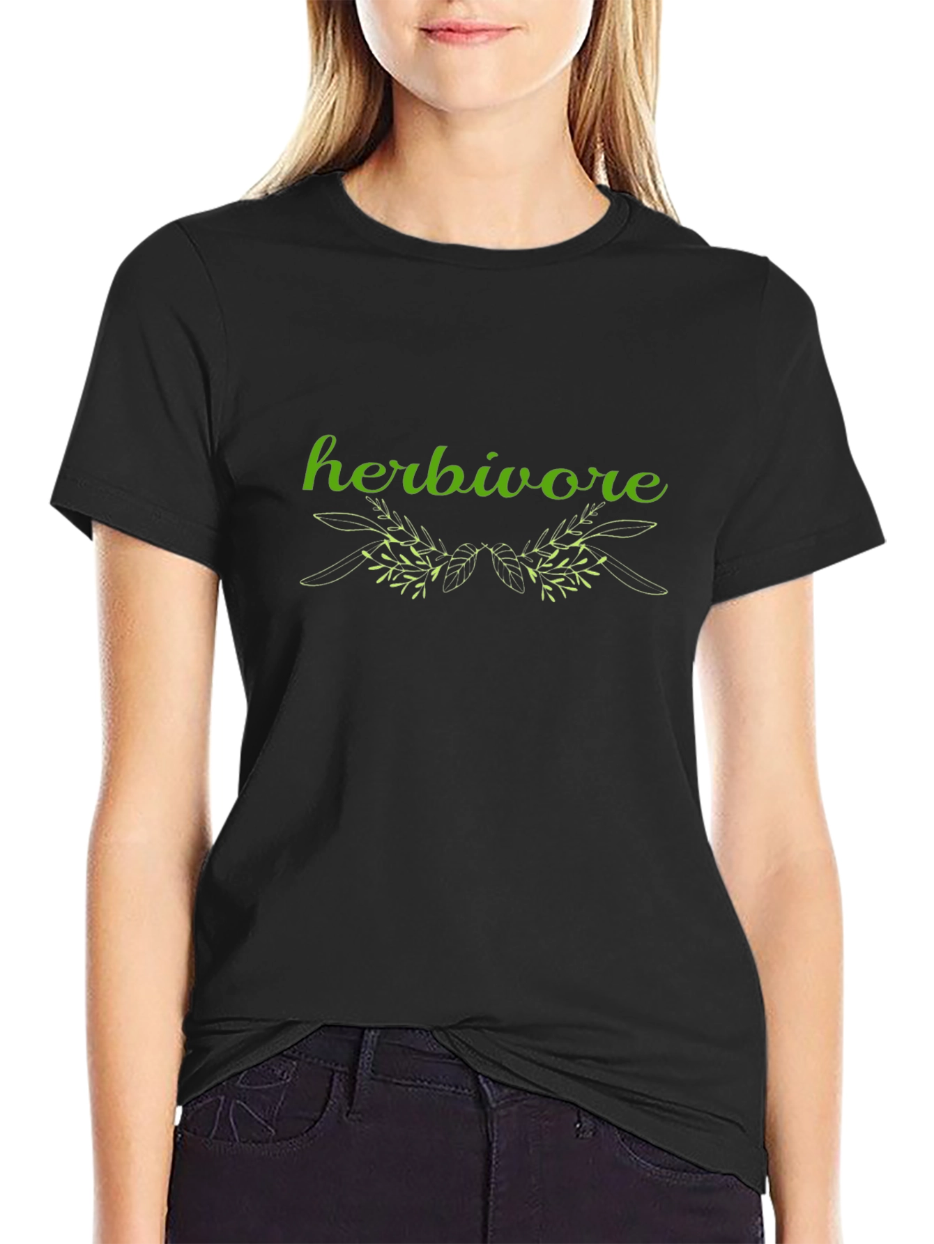 Herbivore T-Shirt - Black Cotton Graphic Tee