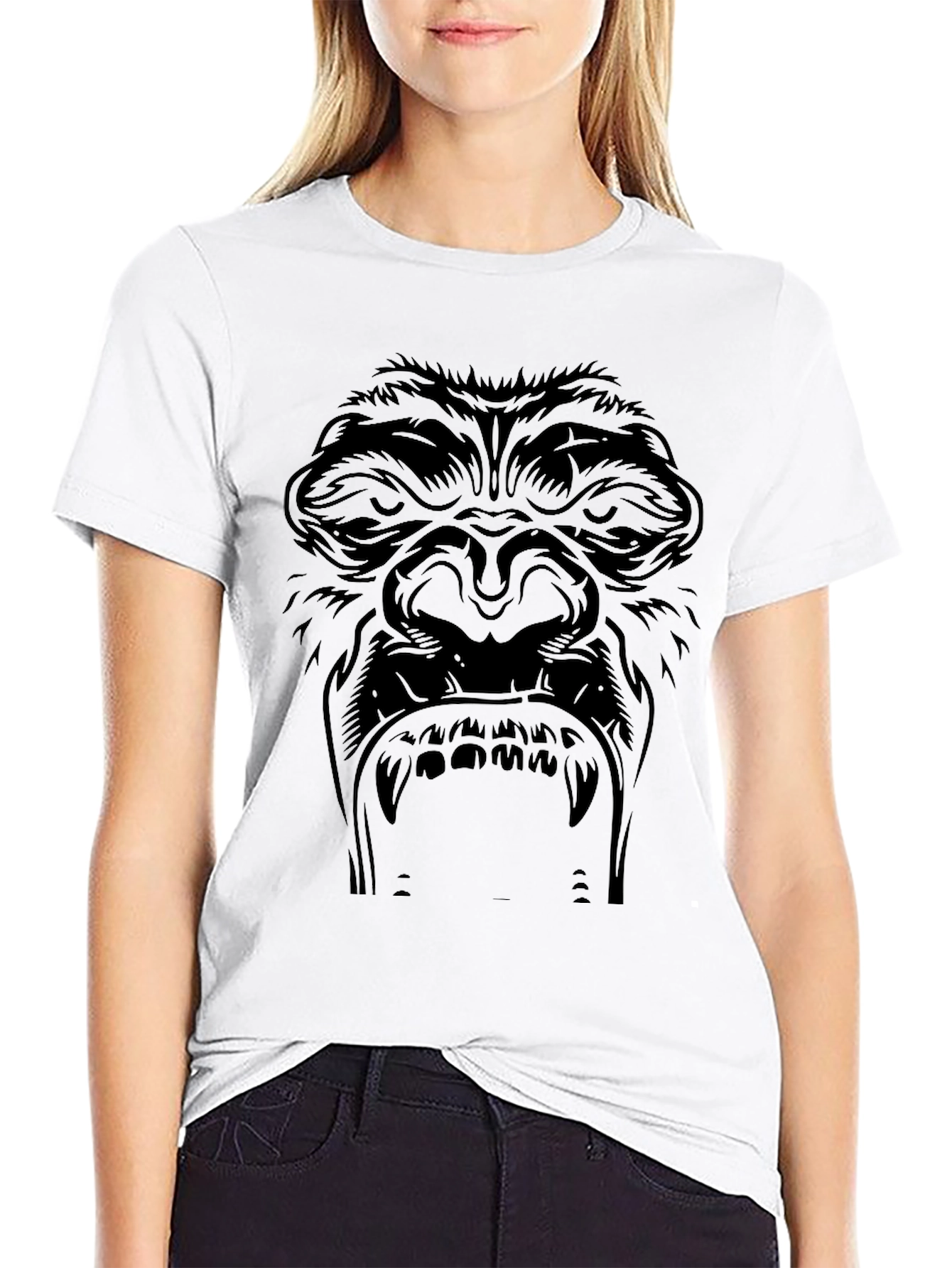 Mens Black Gorilla Face Graphic Tee