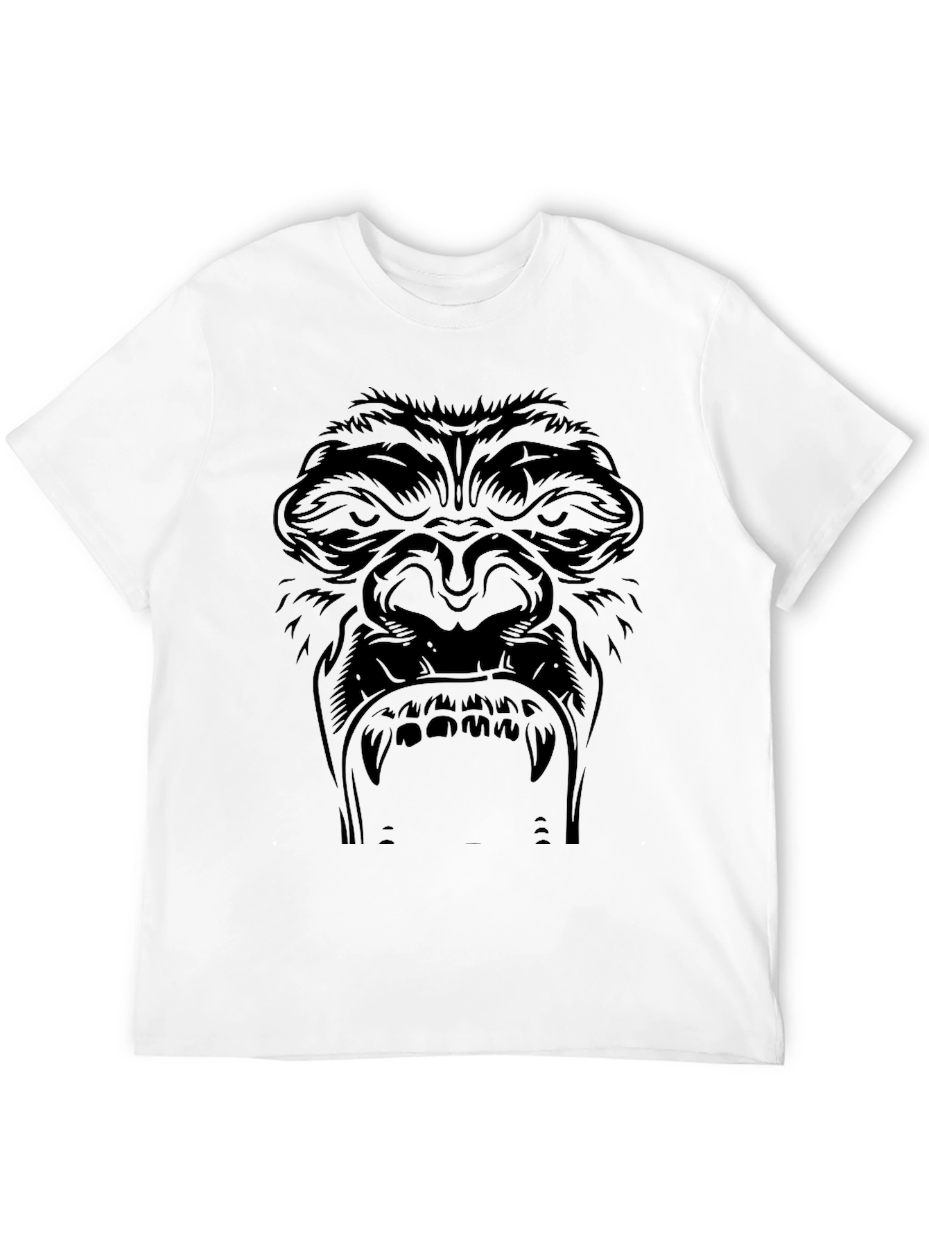Mens Black Gorilla Face Graphic Tee