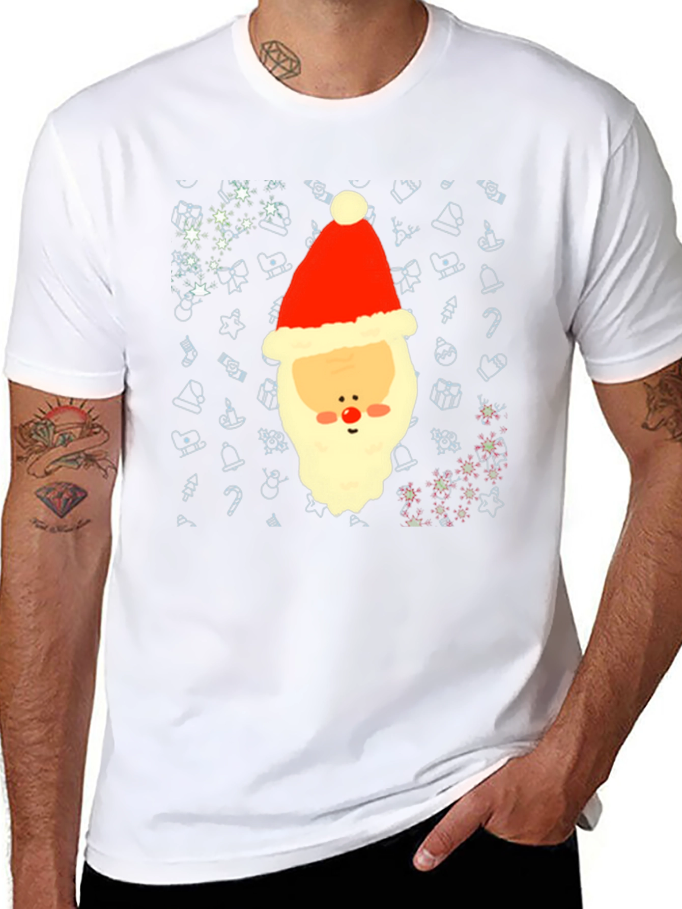 Festive Santa Graphic Tee - Holiday Cheer