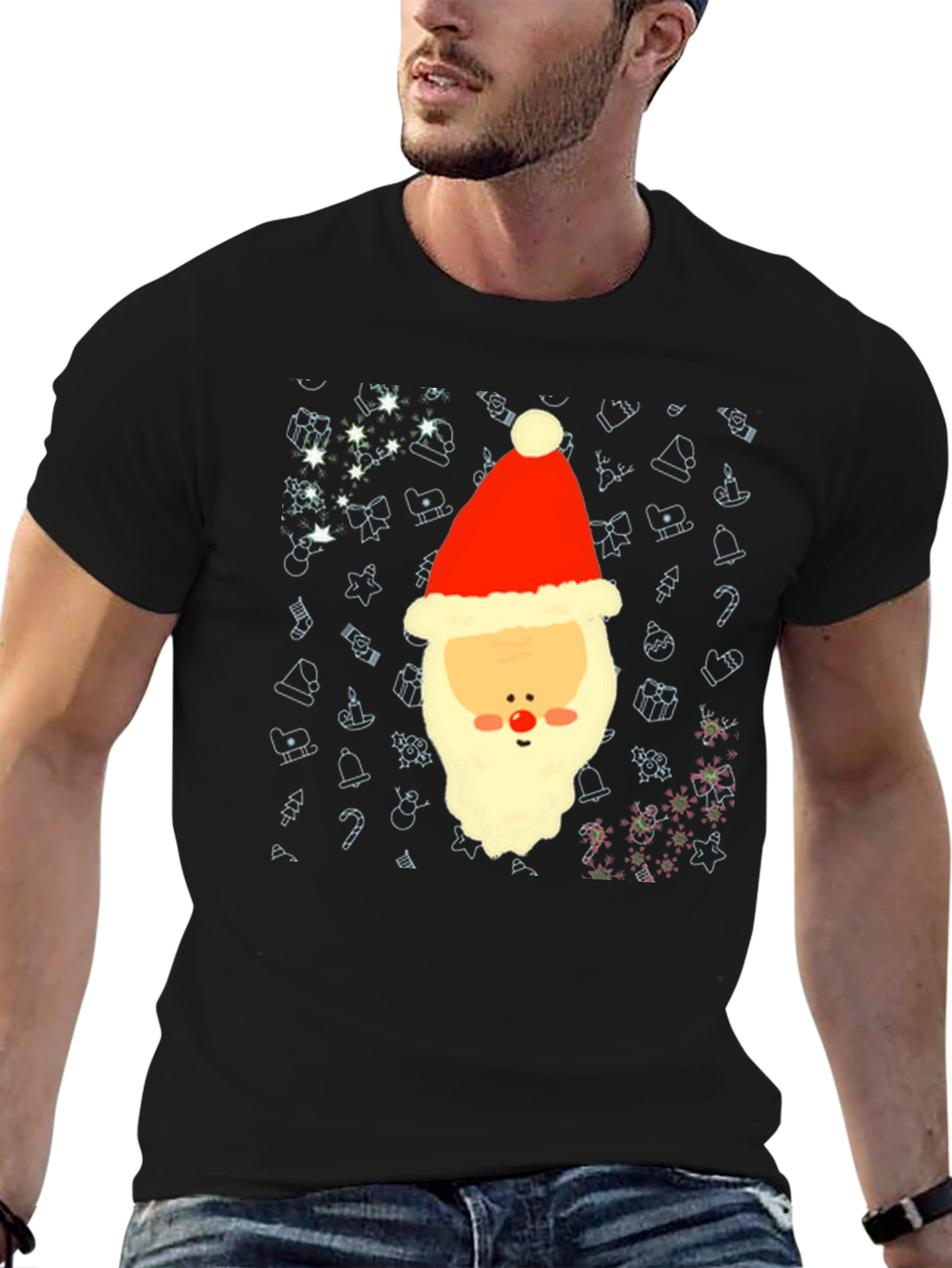 Festive Santa Graphic Tee - Holiday Cheer