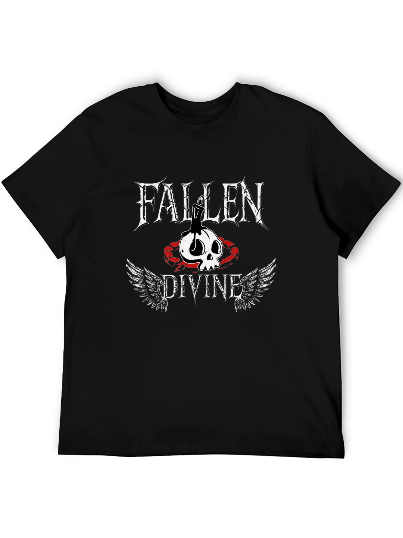 Fallen Divine Graphic Tee - Skull & Wings Print
