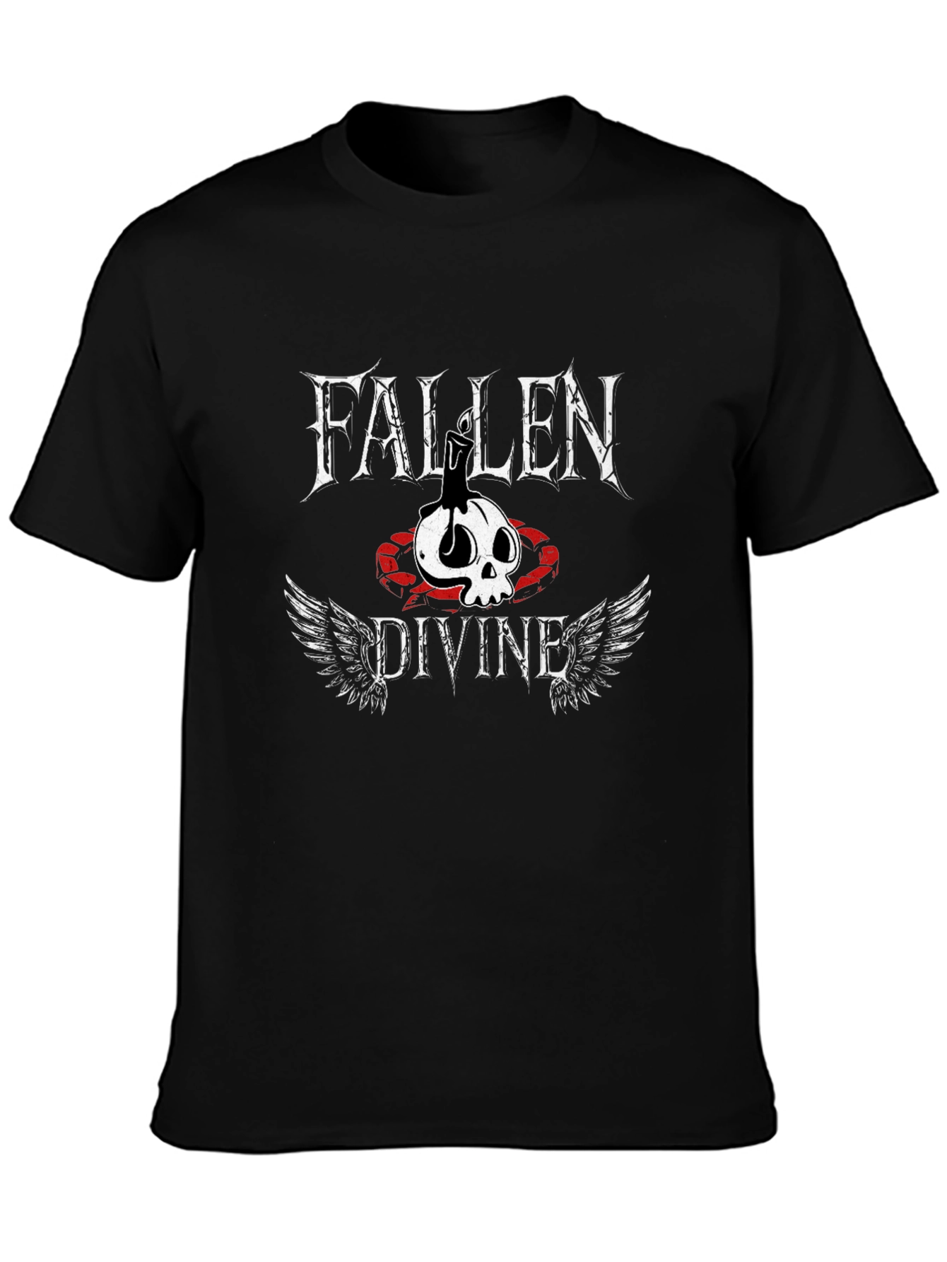 Fallen Divine Graphic Tee - Skull & Wings Print